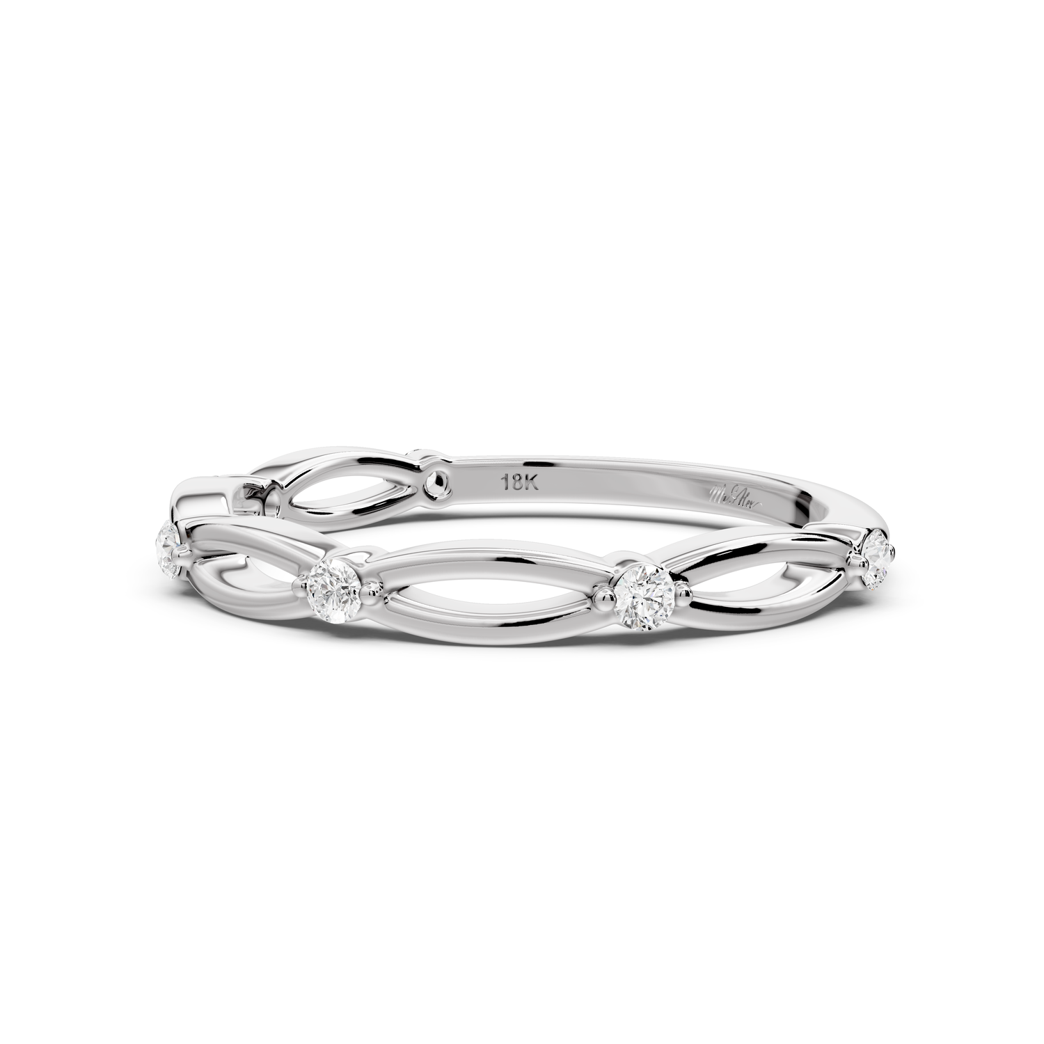 Avira - 0.09ct 18k white gold Six-Stone Diamond Eternity Band Ring