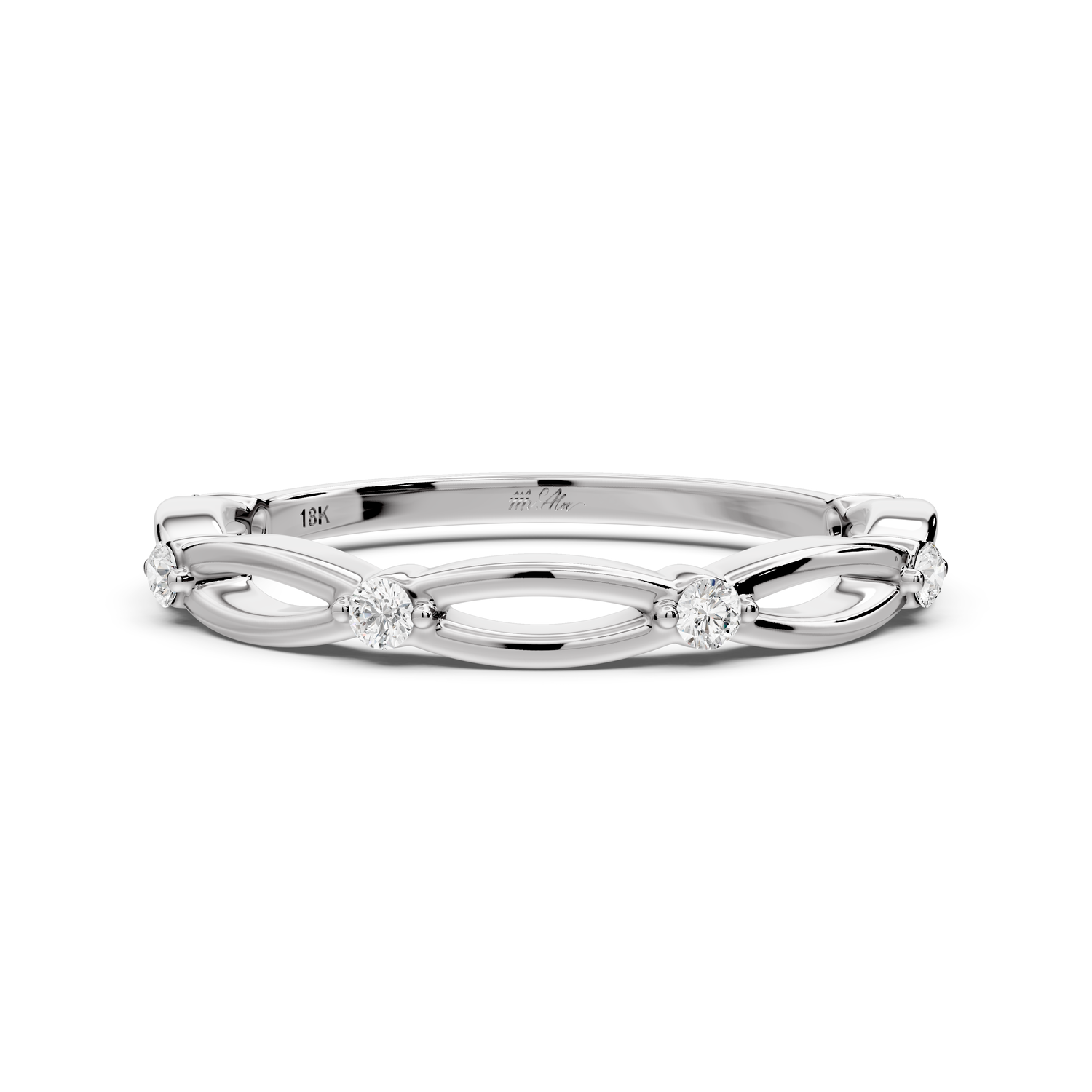 Avira - 0.09ct 14k white gold Six-Stone Diamond Eternity Band Ring