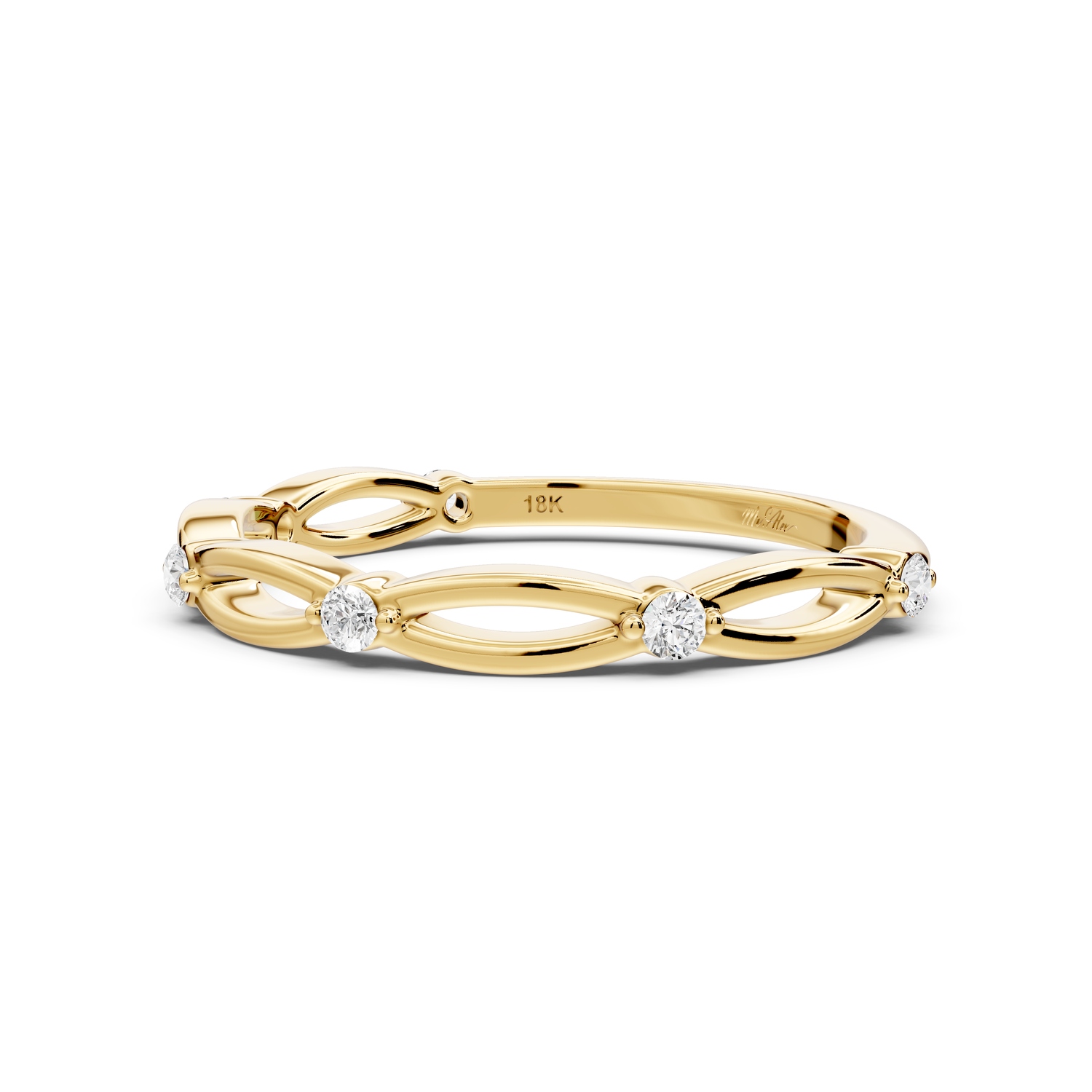 Avira - 0.09ct 14k yellow gold Six-Stone Diamond Eternity Band Ring