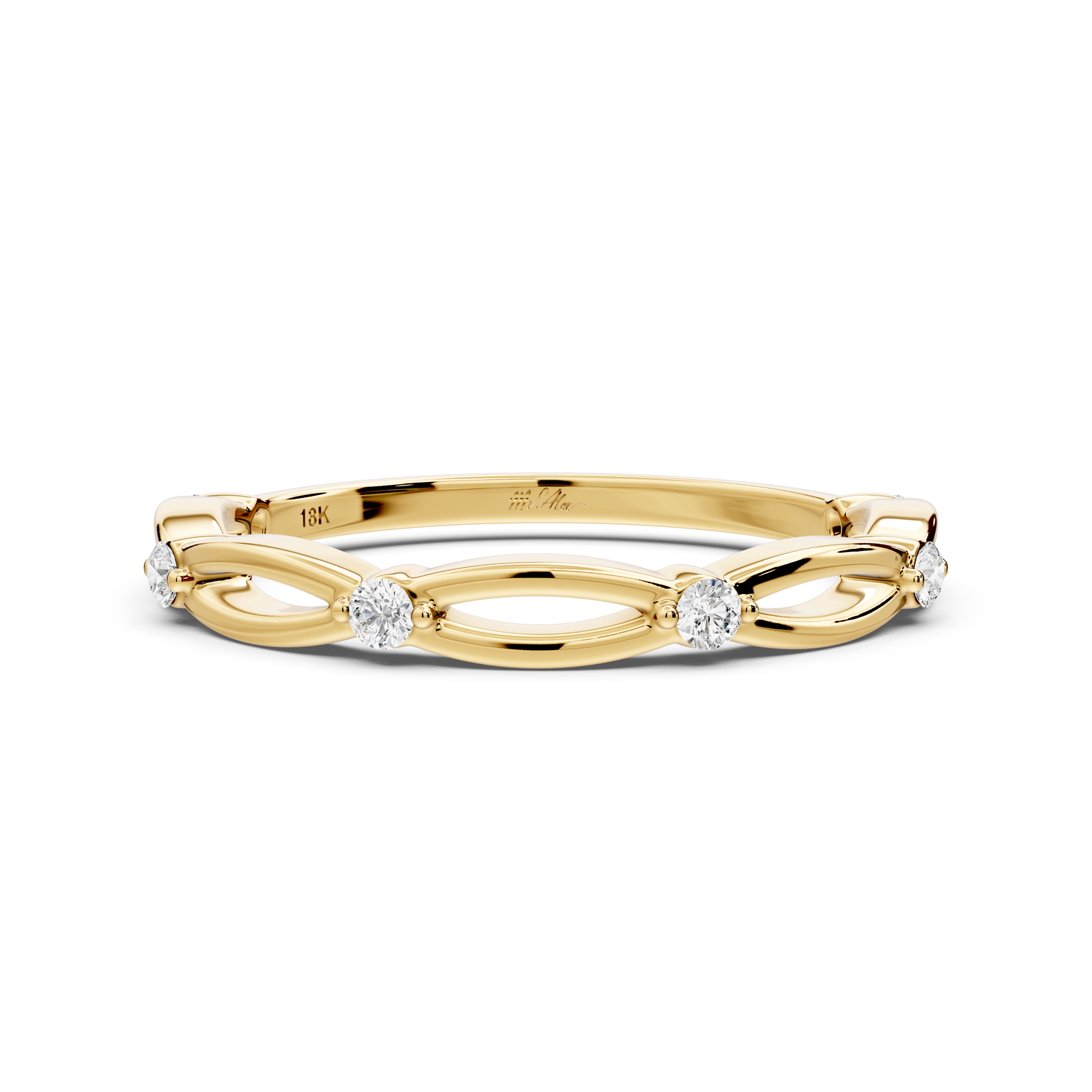 Avira - 0.09ct 18k yellow gold Six-Stone Diamond Eternity Band Ring