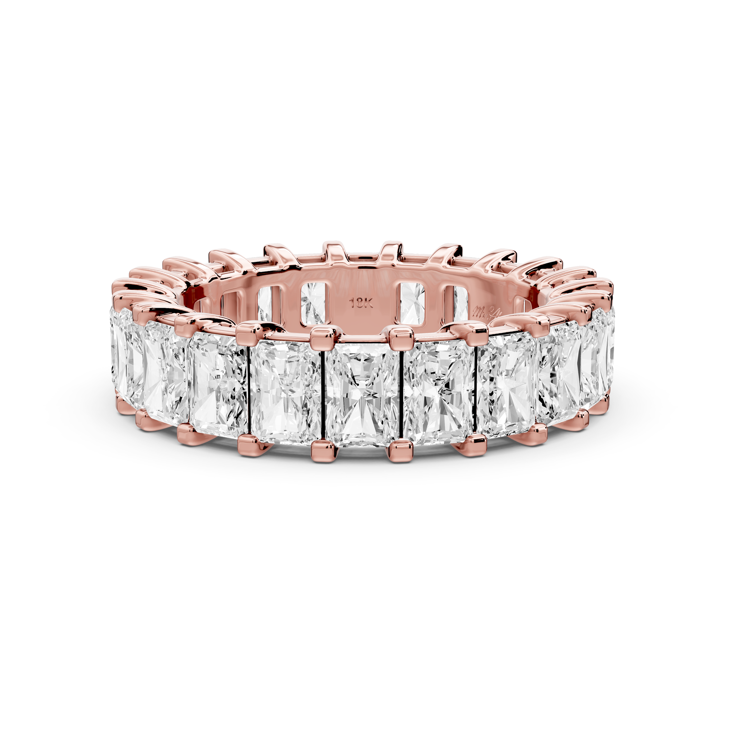 Viena - 5ct 18k rose gold Radiant-Cut Diamond Eternity Band Ring