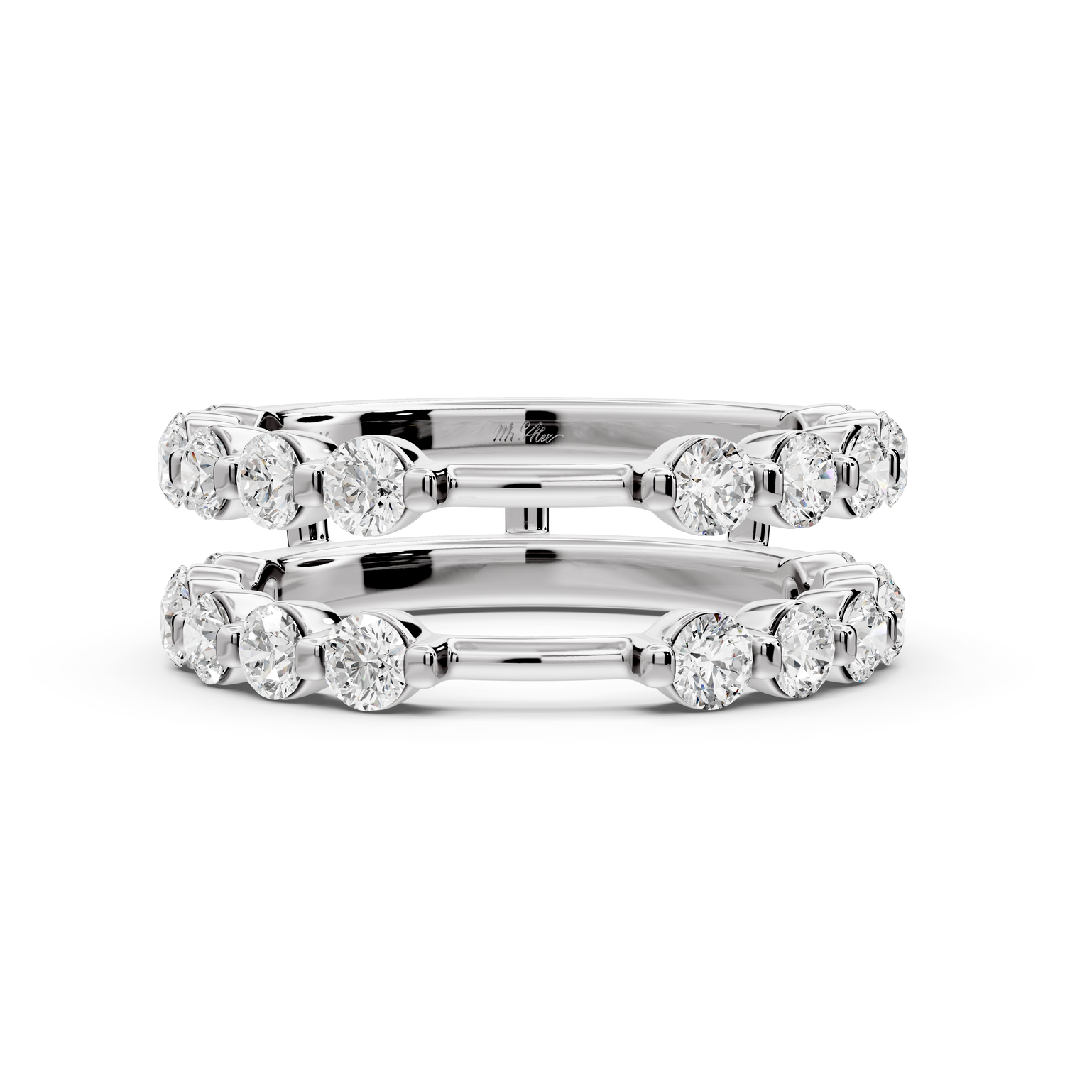 Soloria - 1.41ct 14k white gold Double-Row Diamond Eternity Band Ring