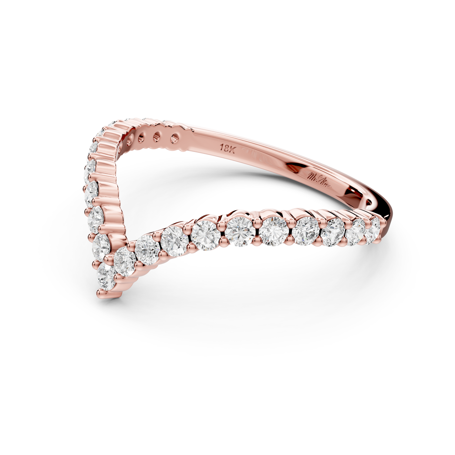 Loriel - 0.46ct 18k rose gold Chevron Diamond Wedding Band Ring