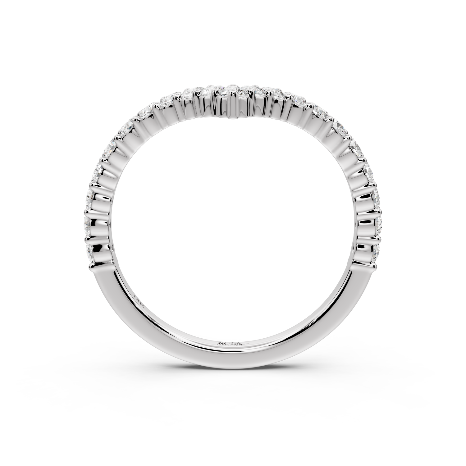 Loriel - 0.46ct 18k white gold Chevron Diamond Wedding Band Ring