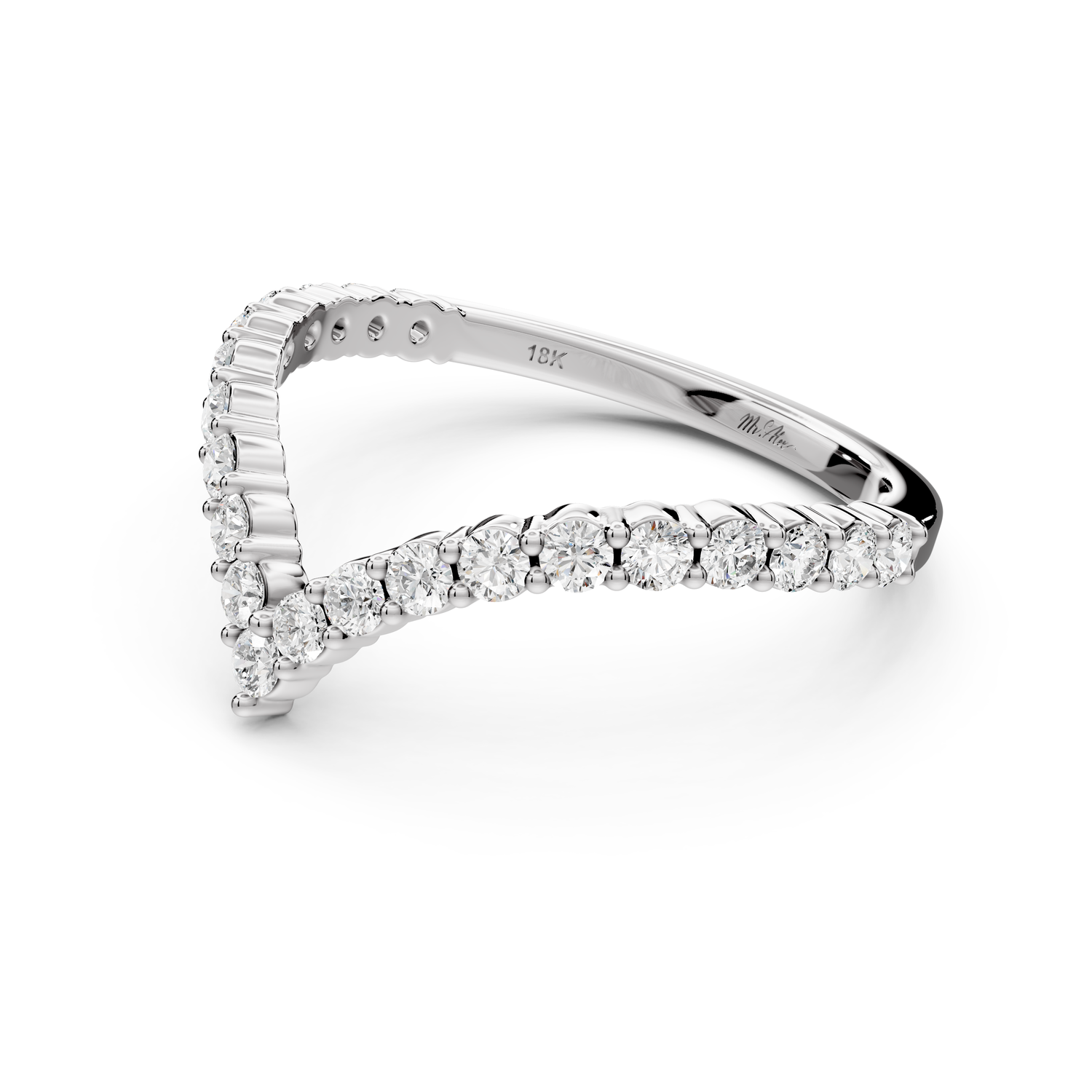 Loriel - 0.46ct 14k white gold Chevron Diamond Wedding Band Ring