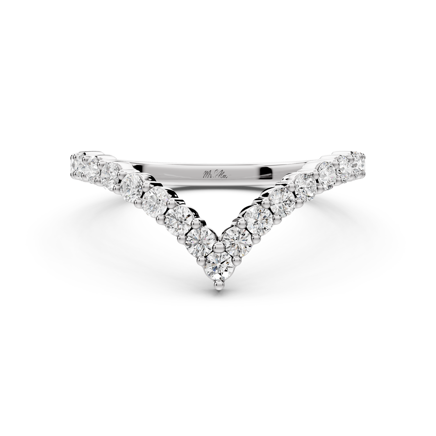 Loriel - 0.46ct 14k white gold Chevron Diamond Wedding Band Ring