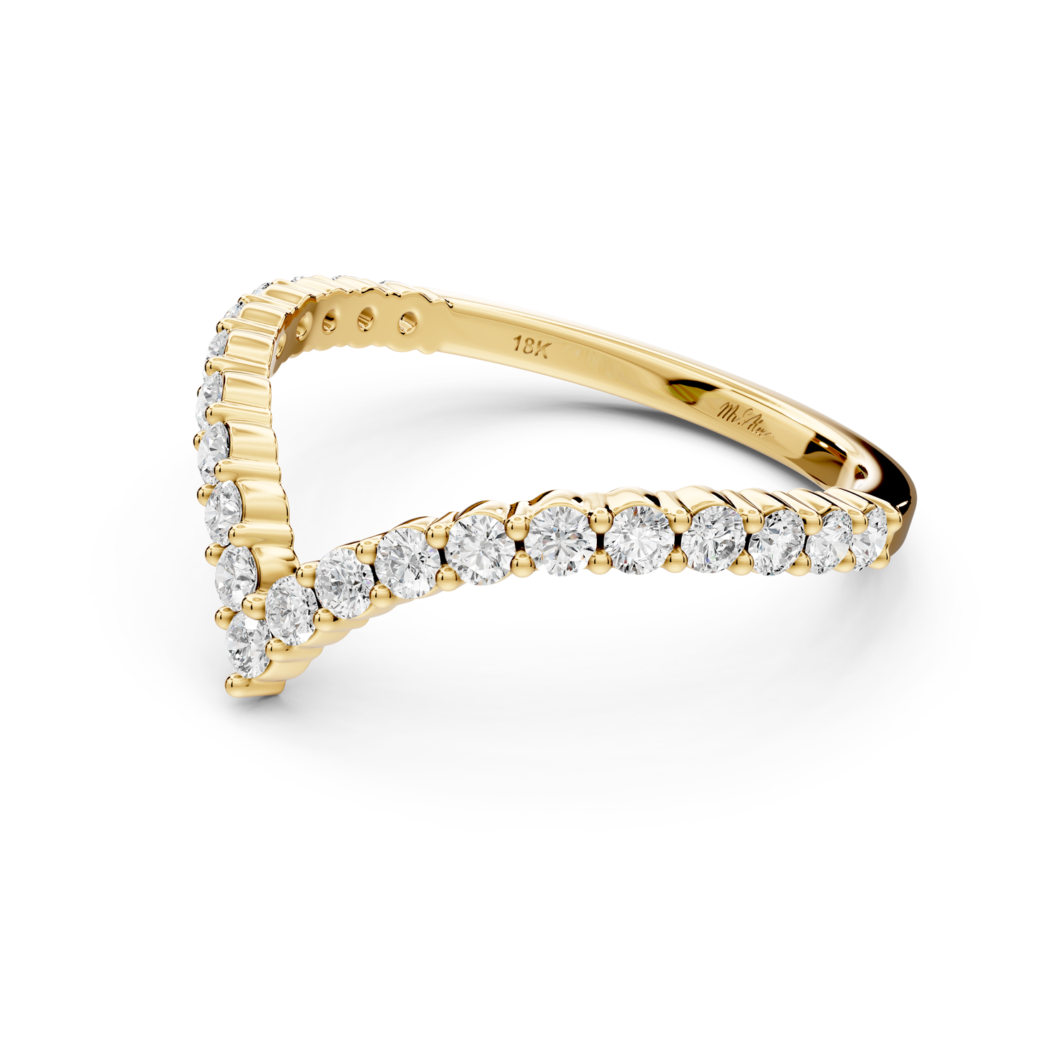 Loriel - 0.46ct 14k yellow gold Chevron Diamond Wedding Band Ring
