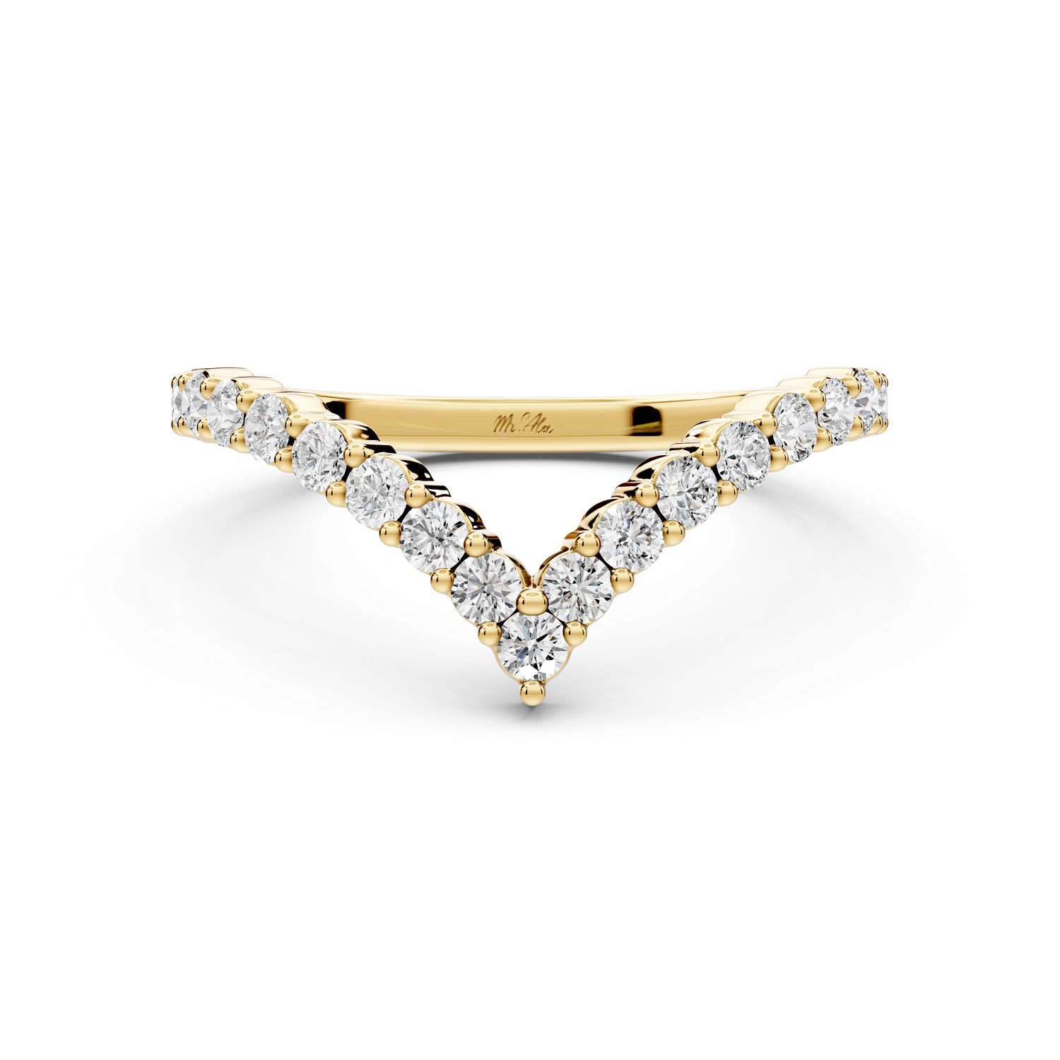 Loriel - 0.46ct 18k yellow gold Chevron Diamond Wedding Band Ring