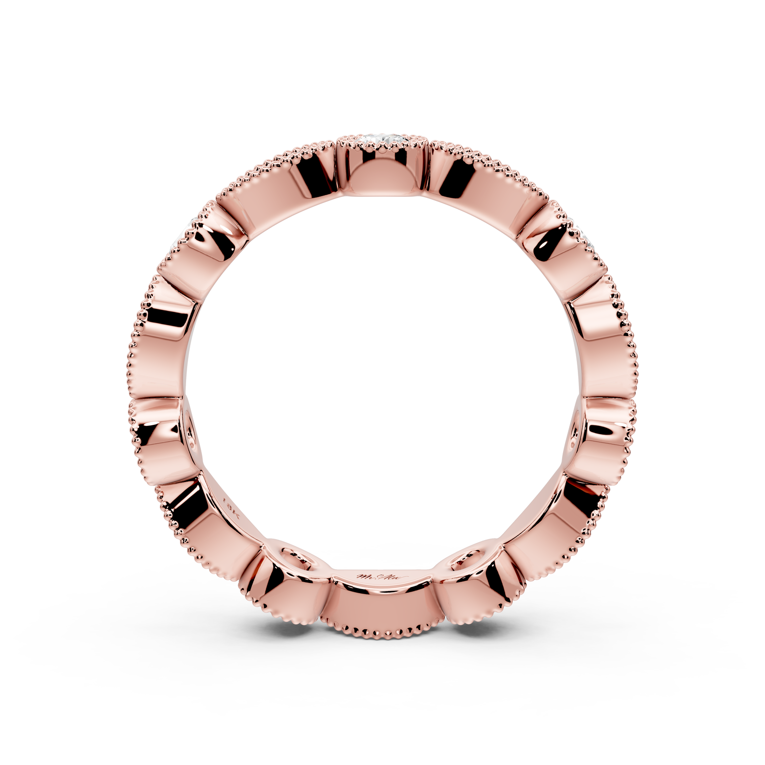Belrose - 0.83ct 18k rose gold Vintage Milgrain Diamond Eternity Band Ring