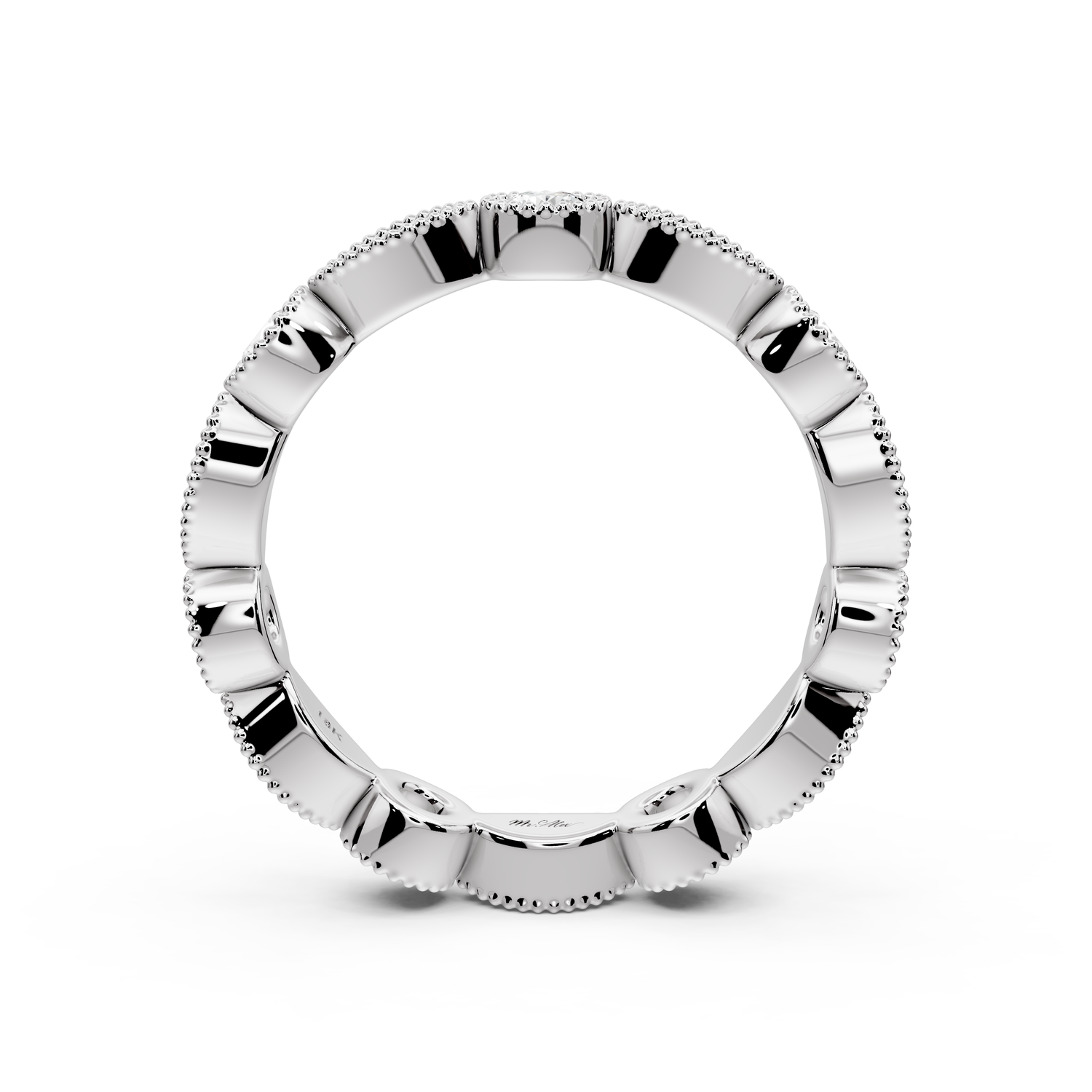 Belrose - 0.83ct 18k white gold Vintage Milgrain Diamond Eternity Band Ring