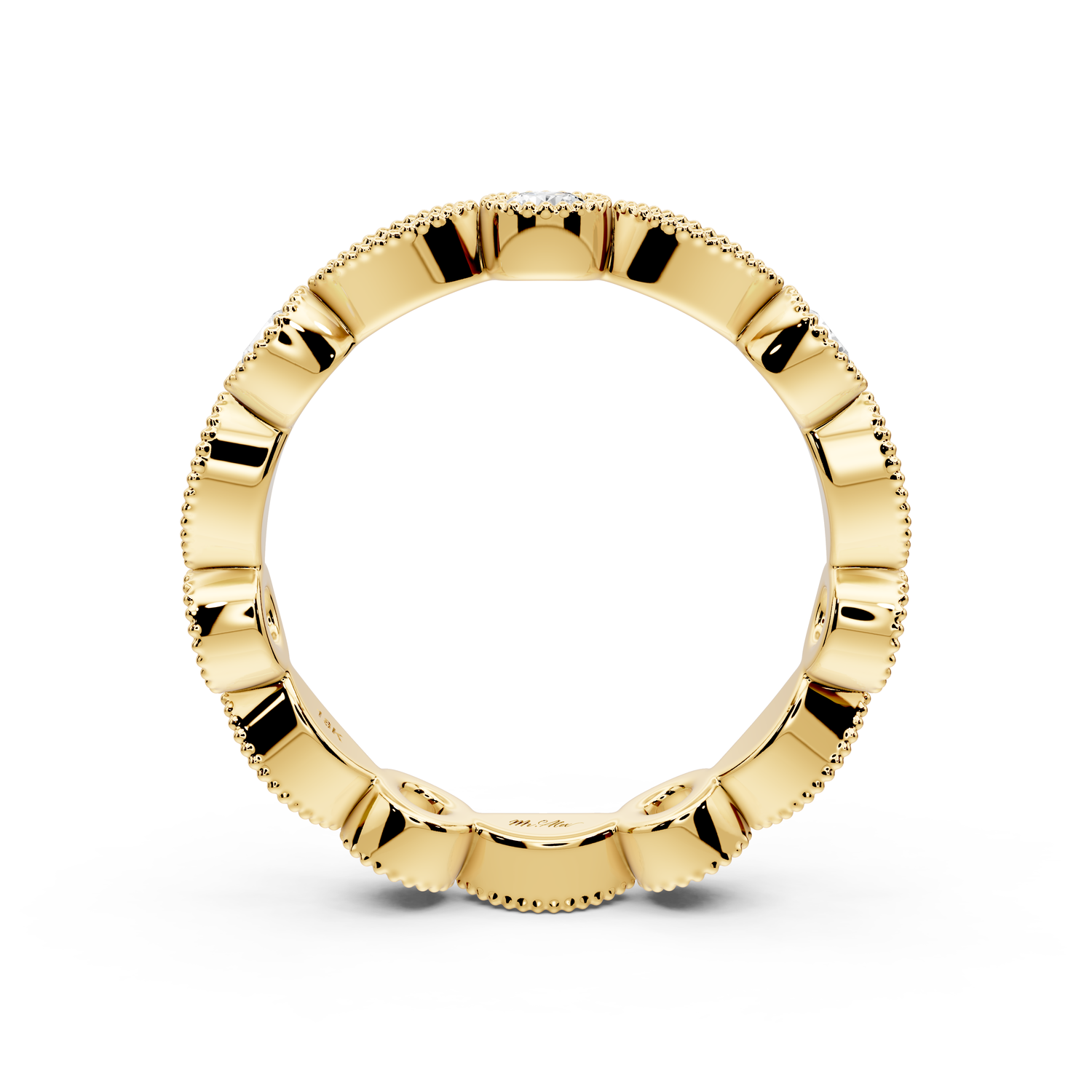 Belrose - 0.83ct 14k yellow gold Vintage Milgrain Diamond Eternity Band Ring