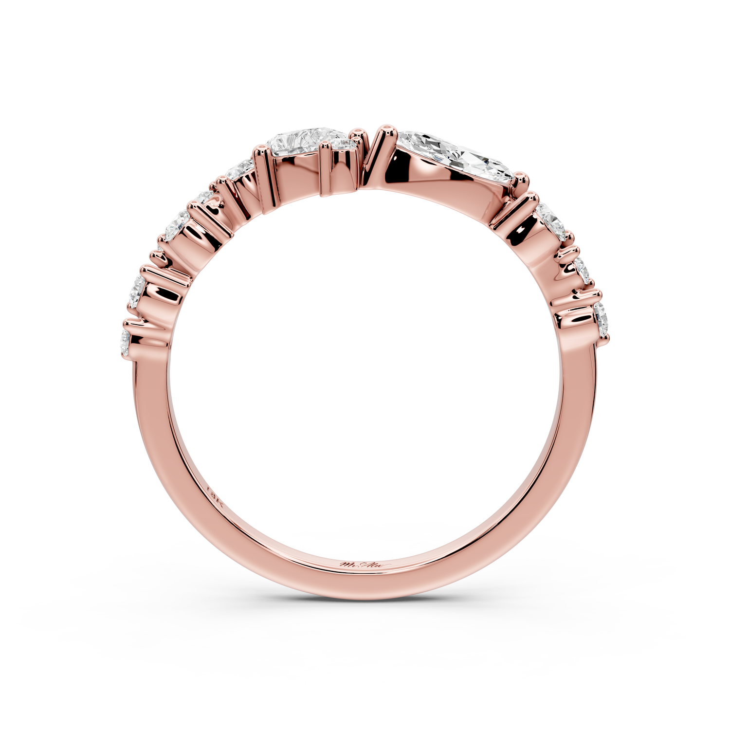 Solara - 0.50ct 14k rose gold Mixed-Cut Diamond Cluster Wedding Band Ring