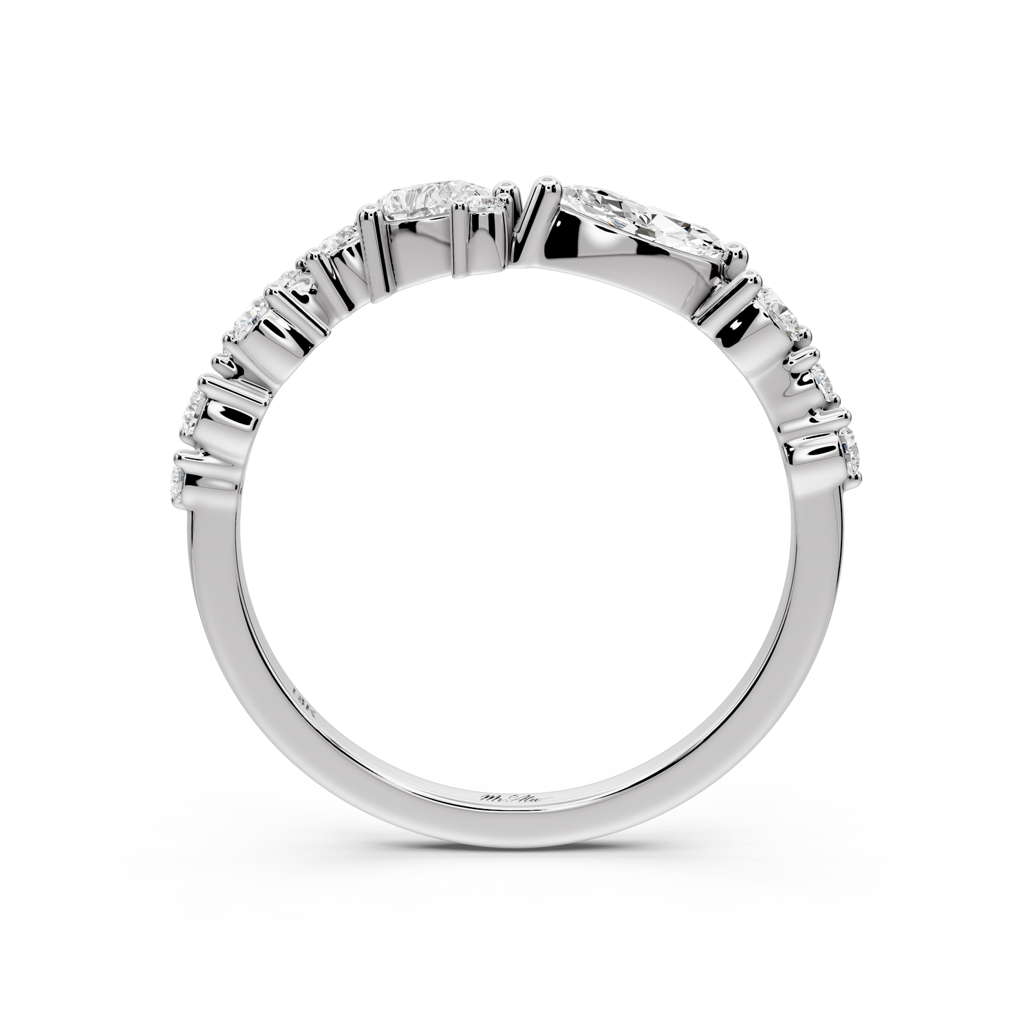 Solara - 0.50ct 18k white gold Mixed-Cut Diamond Cluster Wedding Band Ring