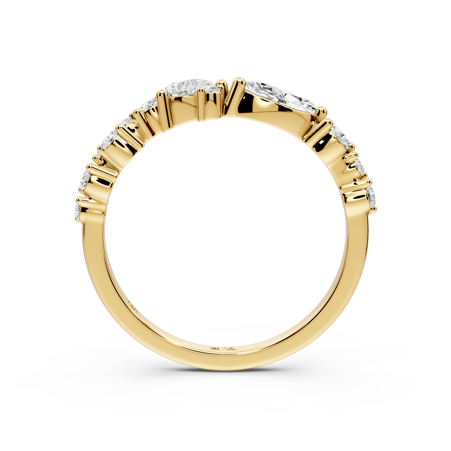 Solara - 0.50ct 18k yellow gold Mixed-Cut Diamond Cluster Wedding Band Ring