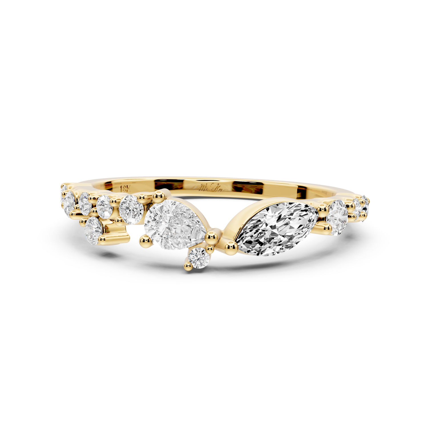 Solara - 0.50ct 14k yellow gold Mixed-Cut Diamond Cluster Wedding Band Ring
