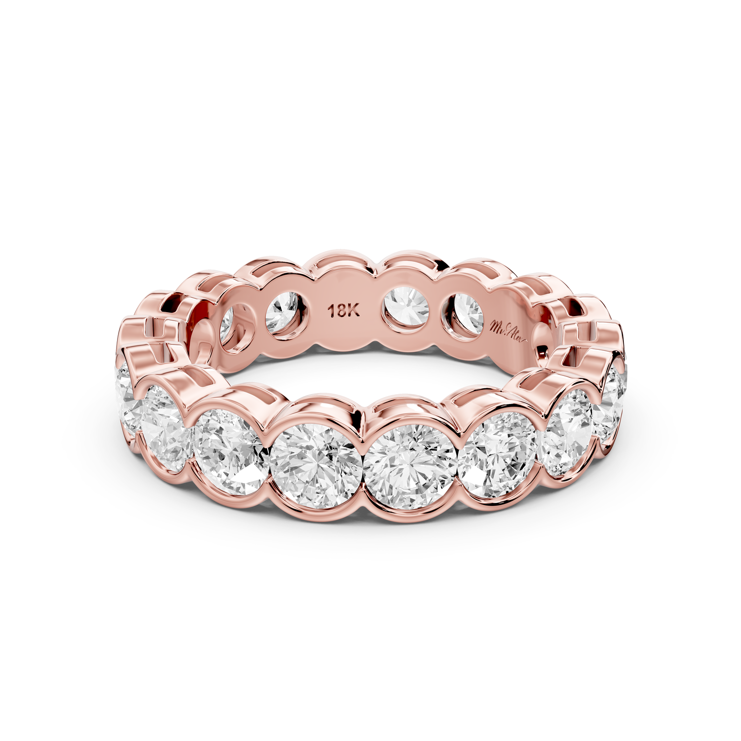 Aveline - 3.71ct 14k rose gold Bezel-Set Diamond Eternity Band Ring