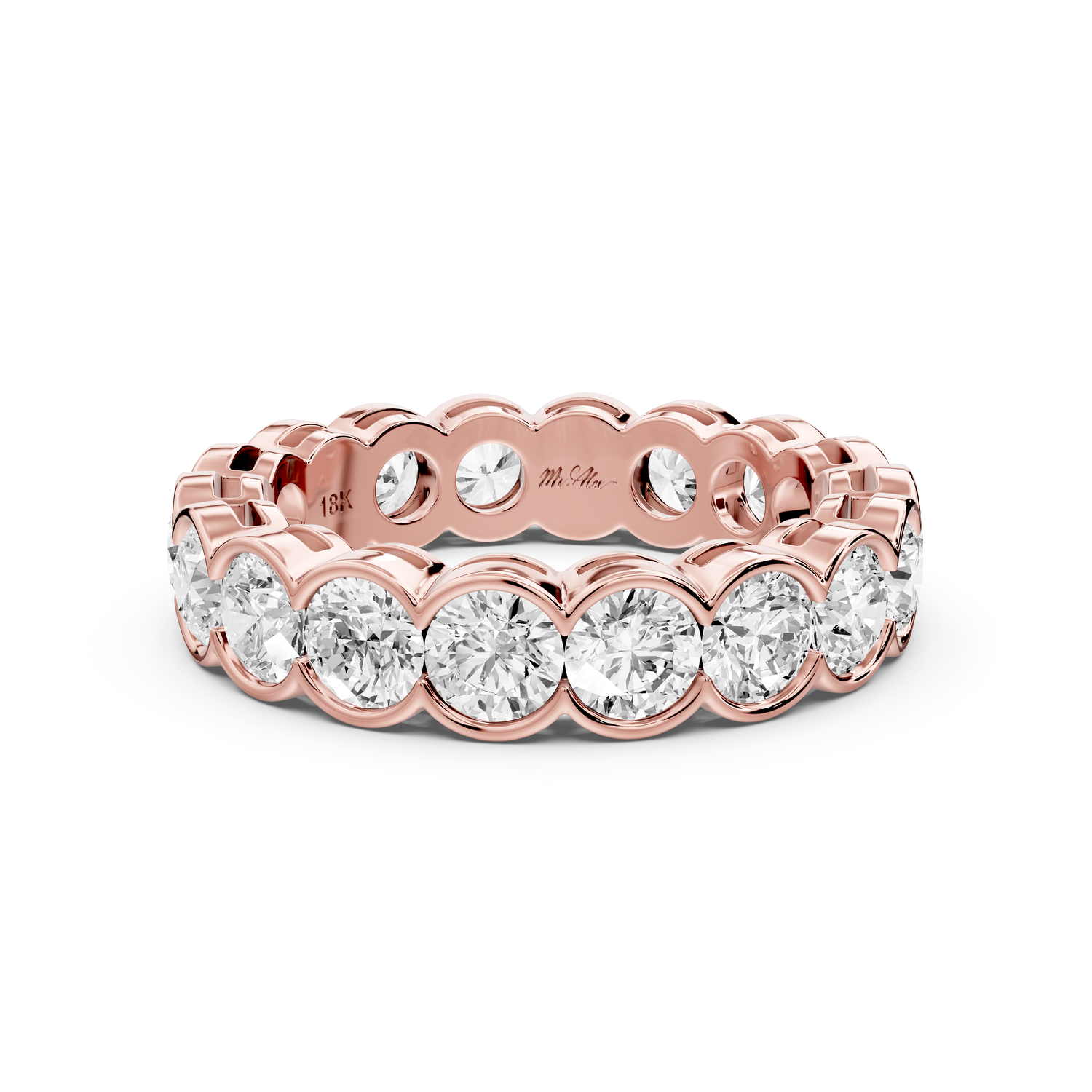 Aveline - 3.71ct 14k rose gold Bezel-Set Diamond Eternity Band Ring