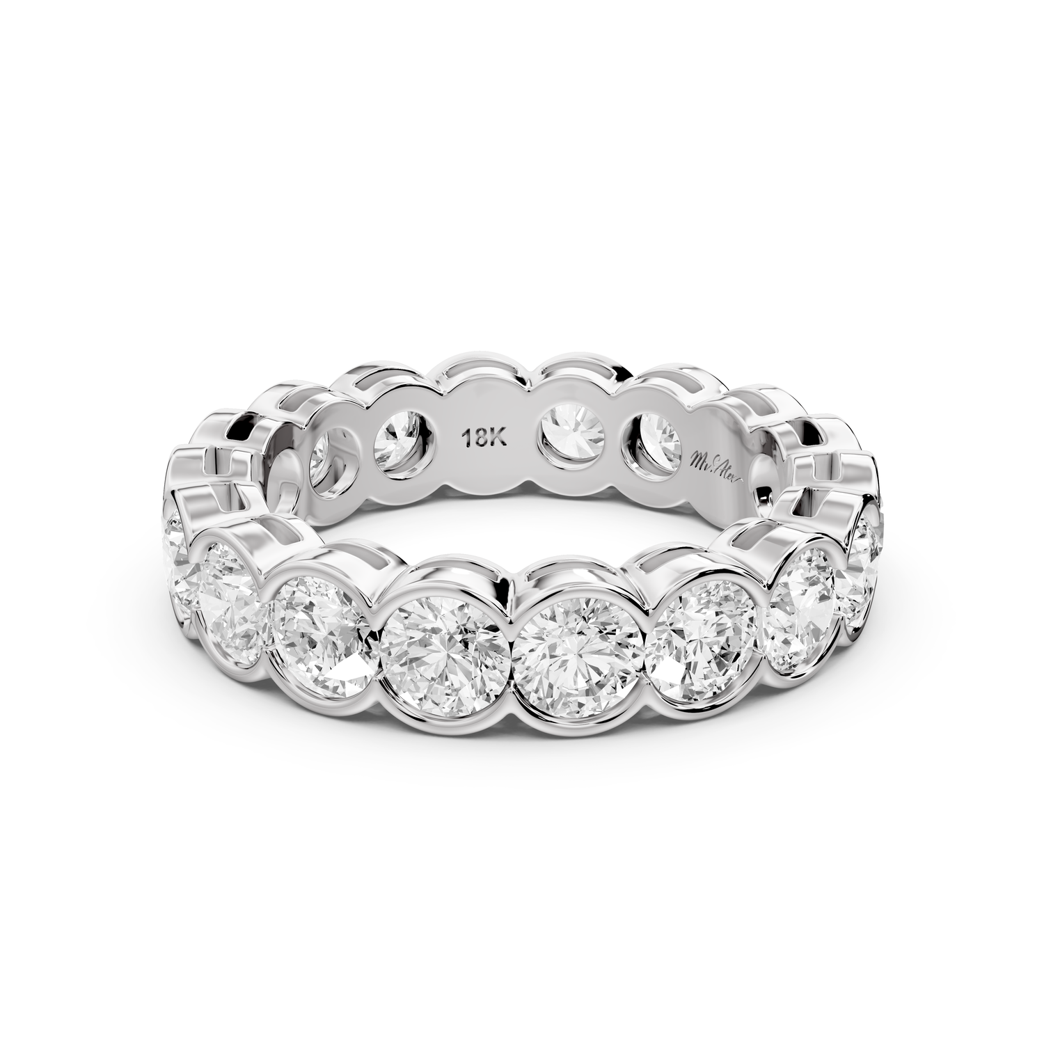 Aveline - 3.71ct 14k white gold Bezel-Set Diamond Eternity Band Ring