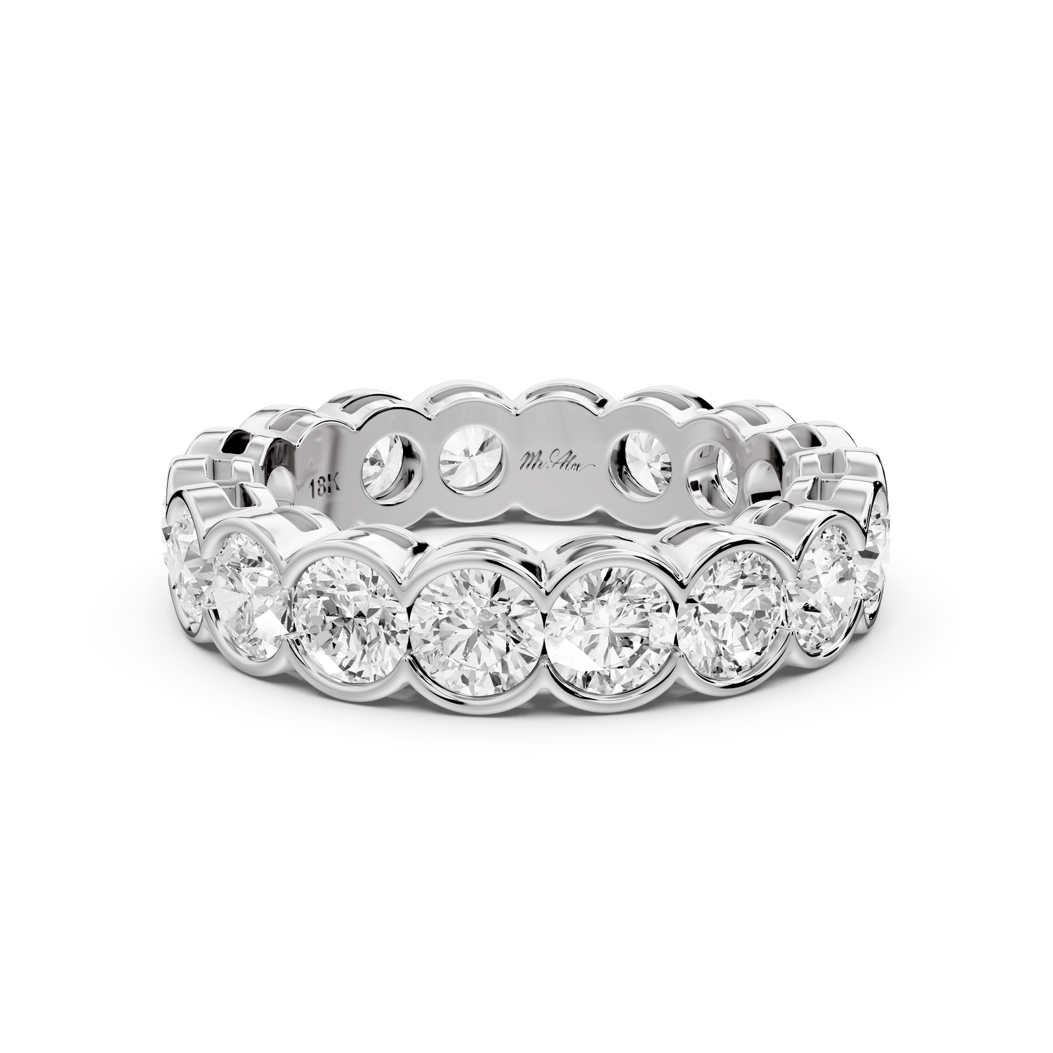 Aveline - 3.71ct 14k white gold Bezel-Set Diamond Eternity Band Ring