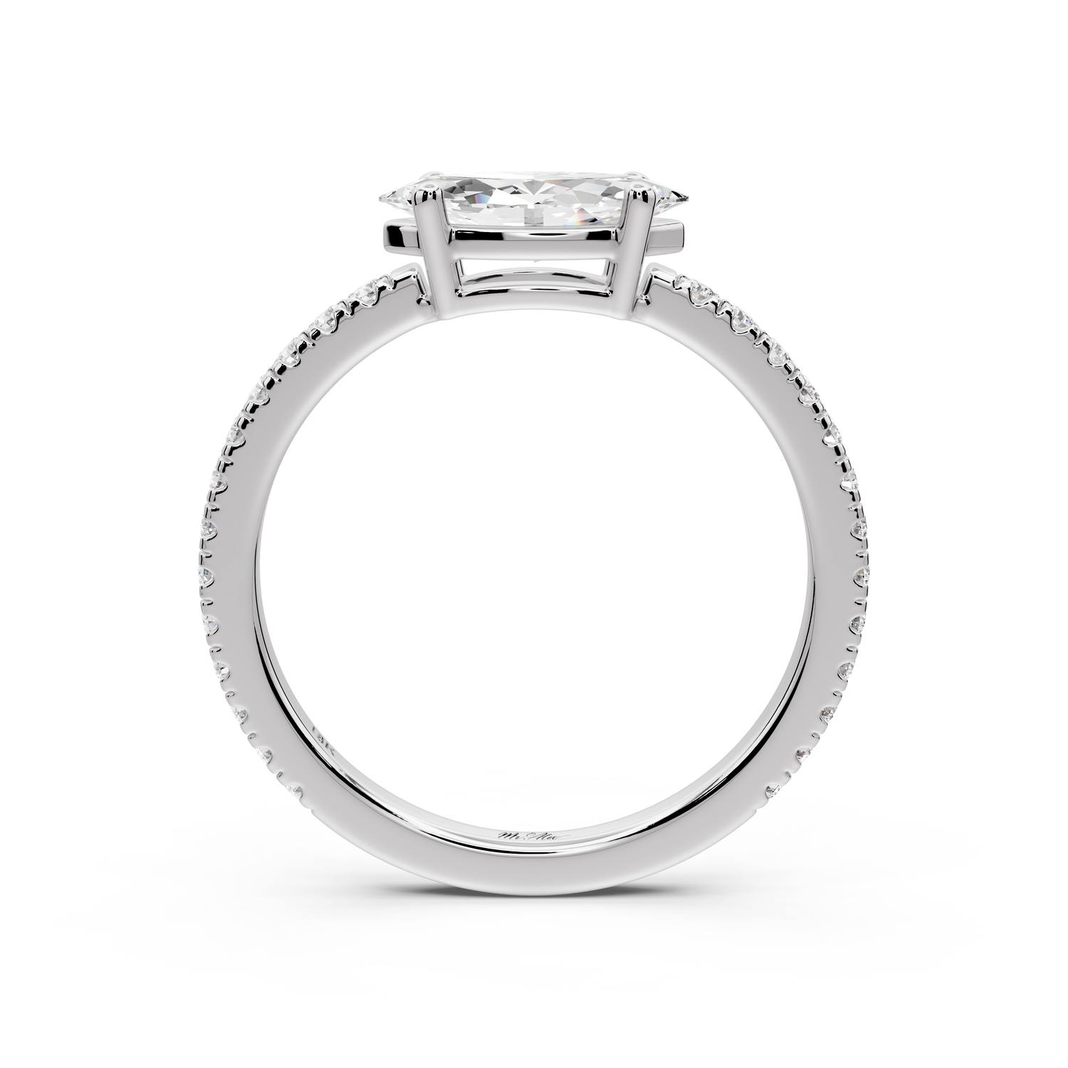 Rosina - 0.82ct 18k white gold Marquise Diamond Pavé Ring