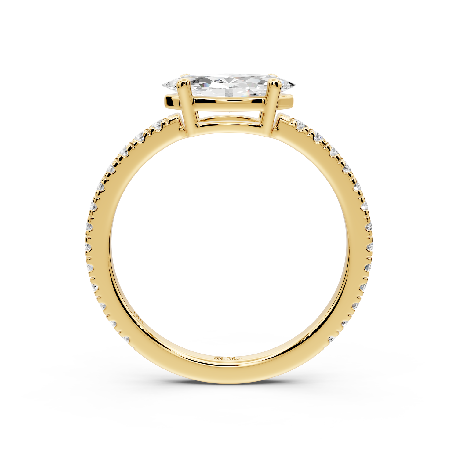 Rosina - 0.82ct 14k yellow gold Marquise Diamond Pavé Ring