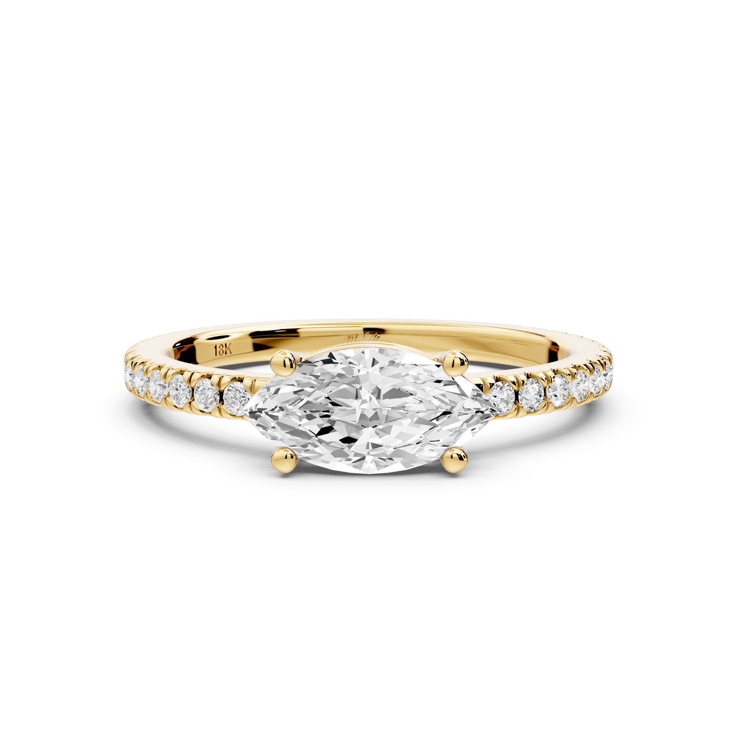 Rosina - 0.82ct 18k yellow gold Marquise Diamond Pavé Ring