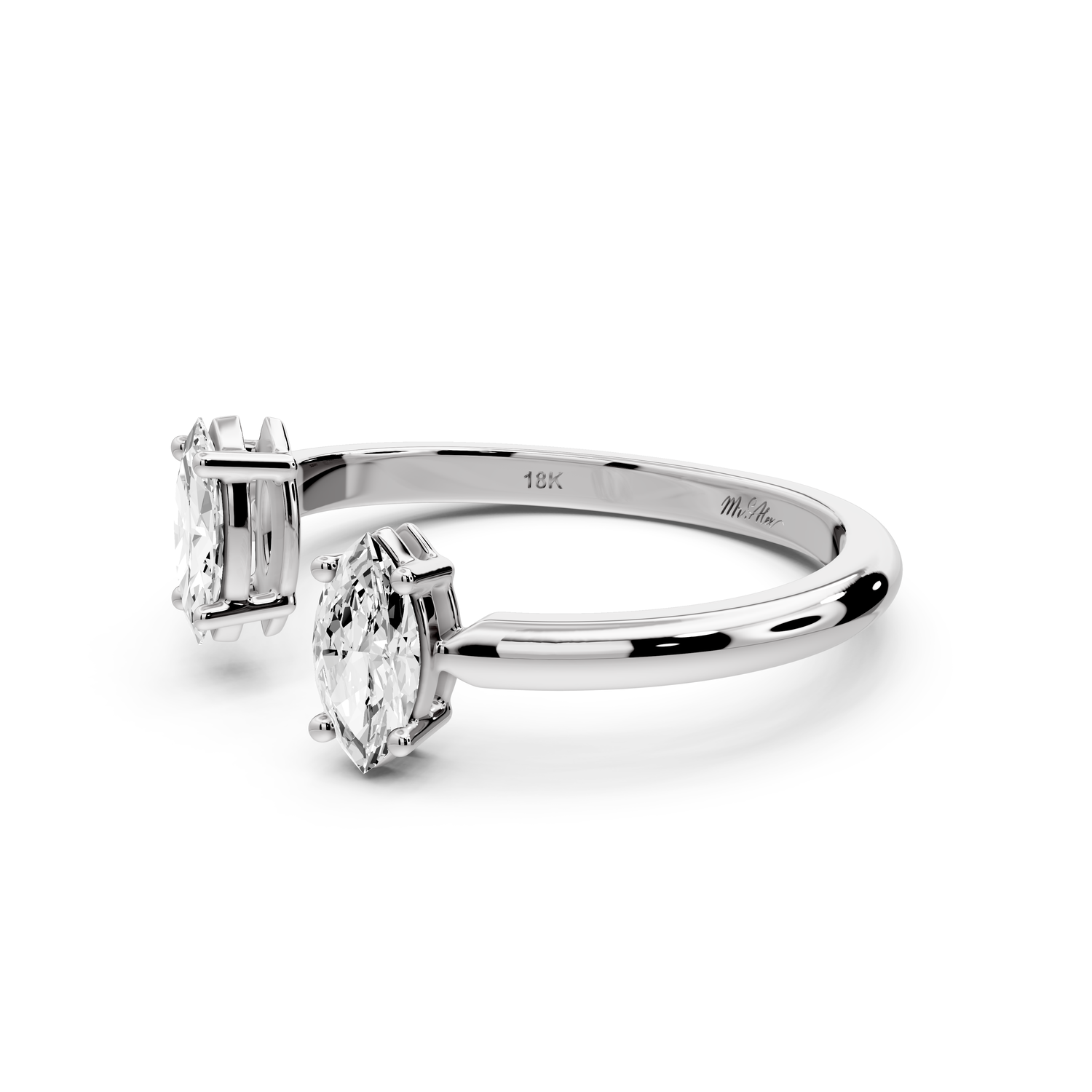 Verona - 0.47ct 14k white gold Two-Stone Marquise Diamond Ring
