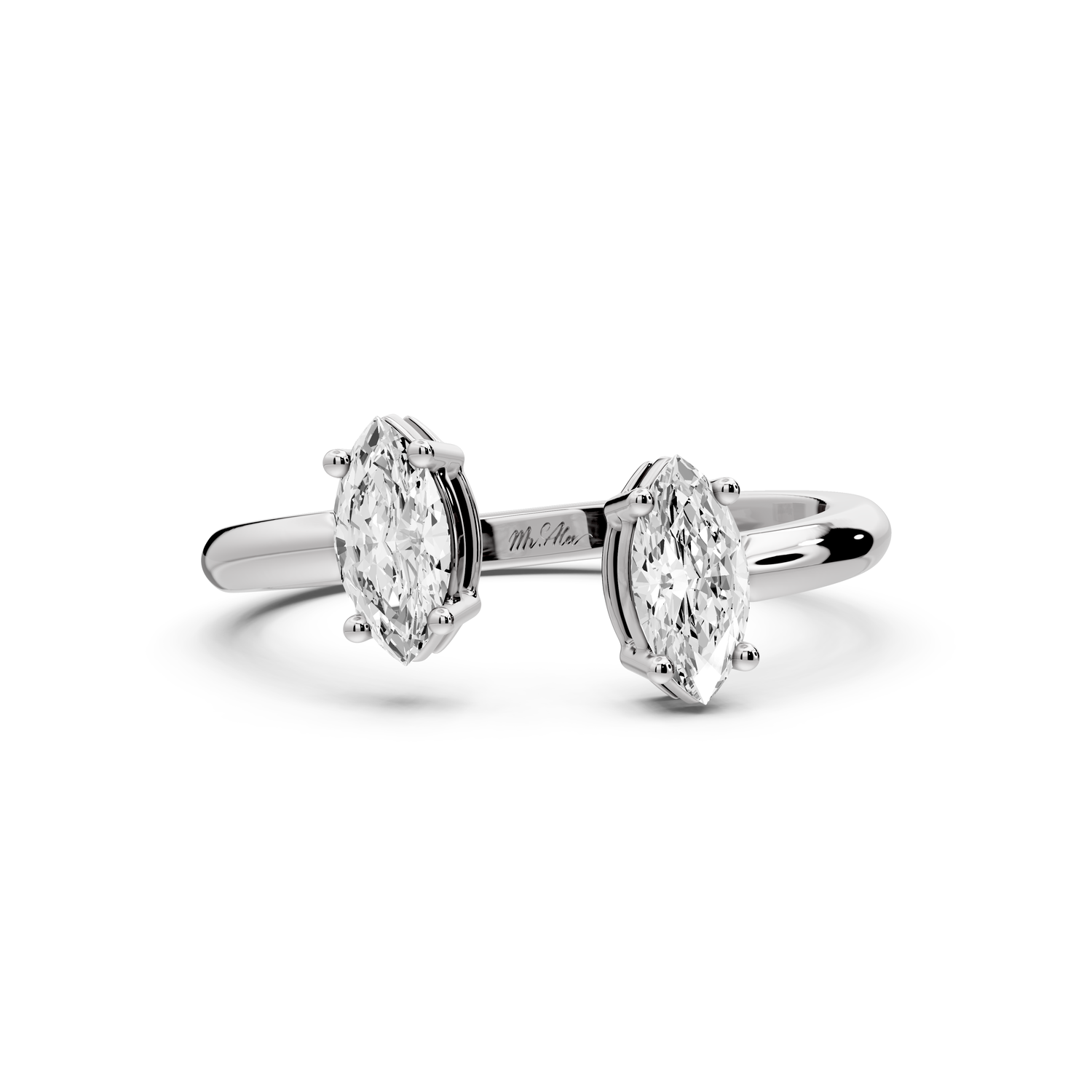 Verona - 0.47ct 14k white gold Two-Stone Marquise Diamond Ring
