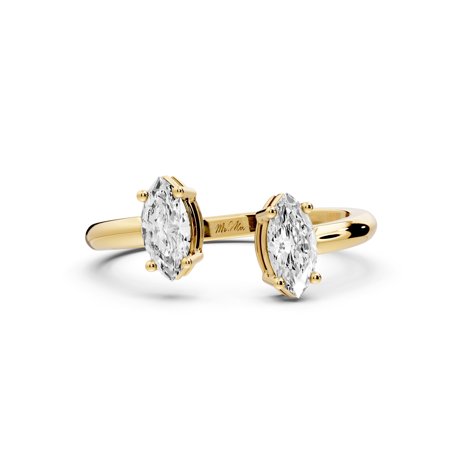 Verona - 0.47ct 18k yellow gold Two-Stone Marquise Diamond Ring