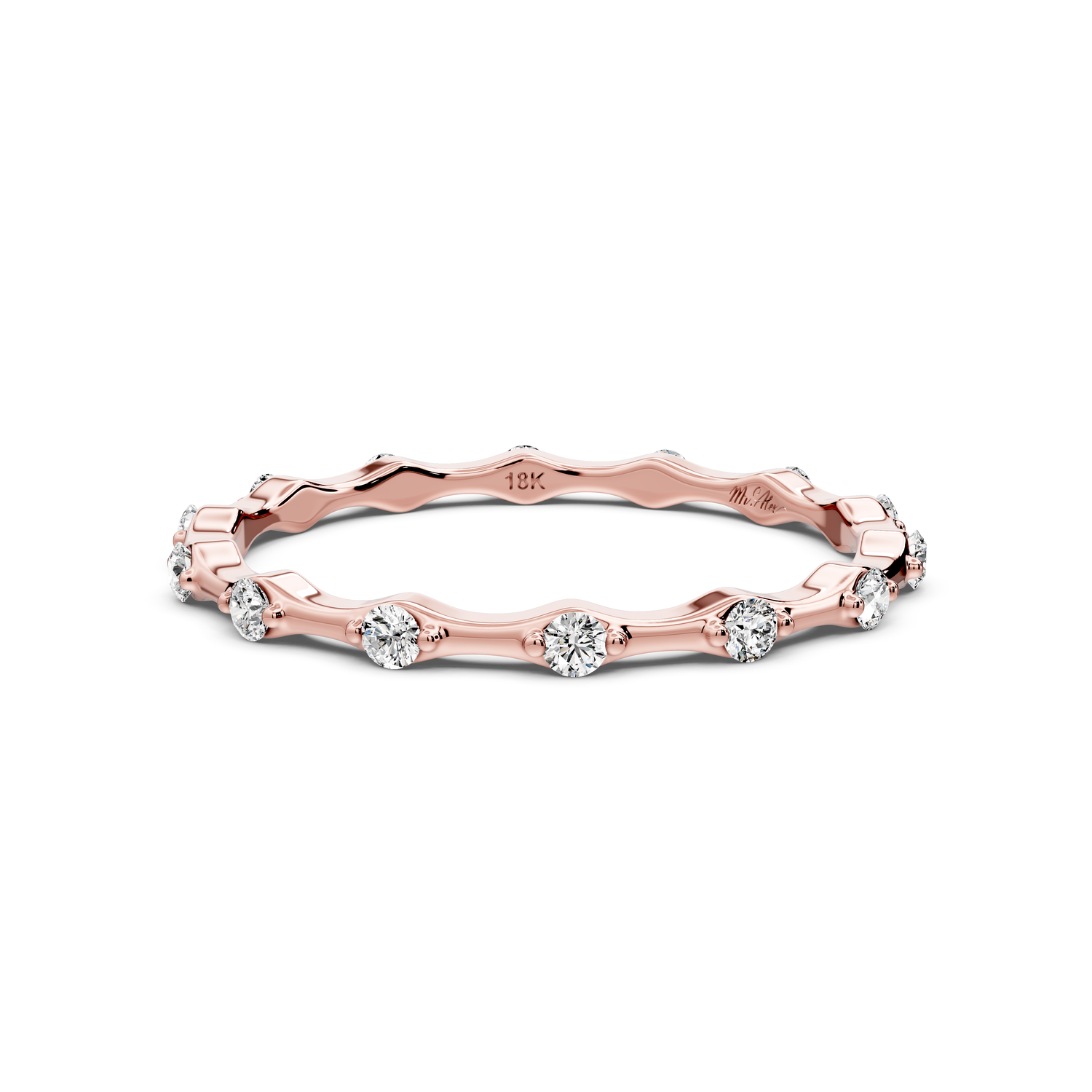 Lila - 0.18ct 14k rose gold Diamond Station Eternity Band Ring