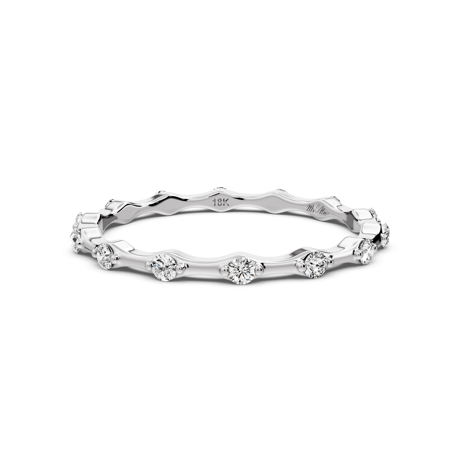 Lila - 0.18ct 18k white gold Diamond Station Eternity Band Ring