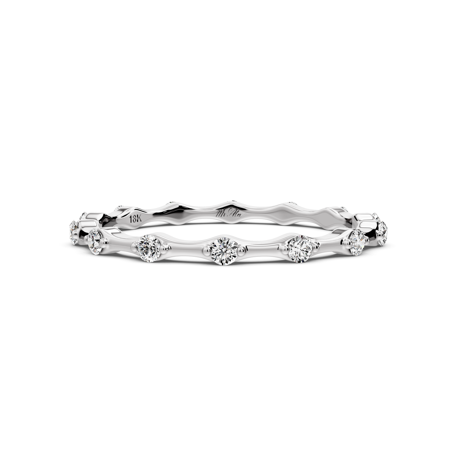 Lila - 0.18ct 14k white gold Diamond Station Eternity Band Ring