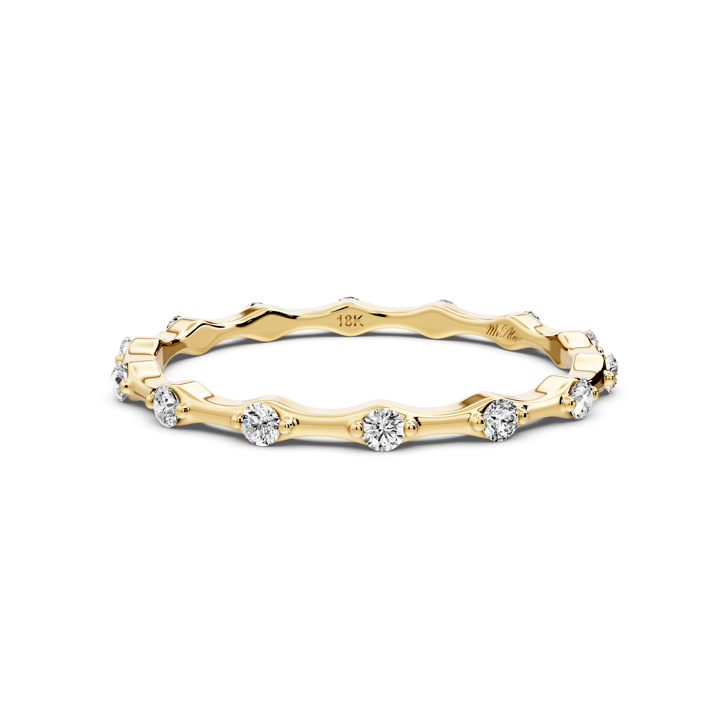 Lila - 0.18ct 14k yellow gold Diamond Station Eternity Band Ring