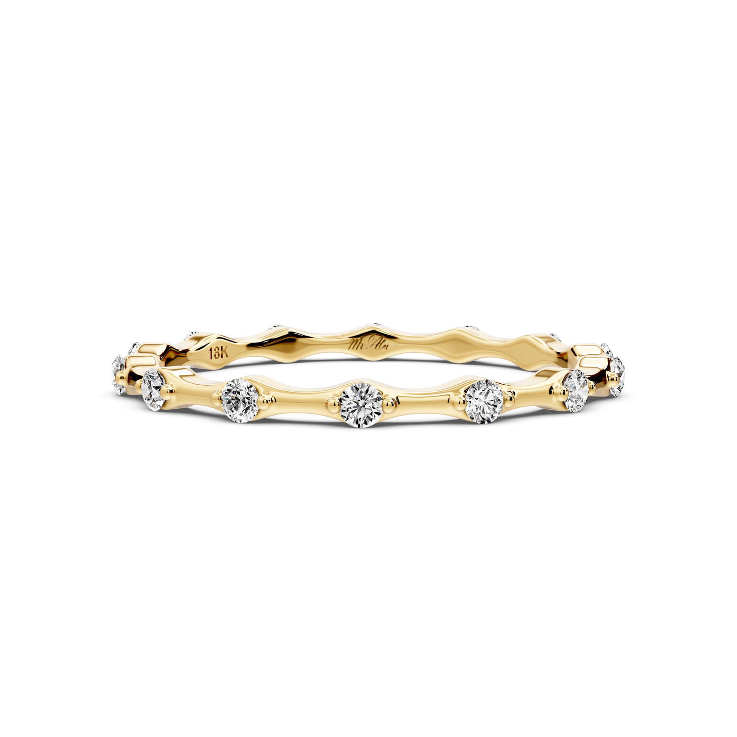 Lila - 0.18ct 14k yellow gold Diamond Station Eternity Band Ring