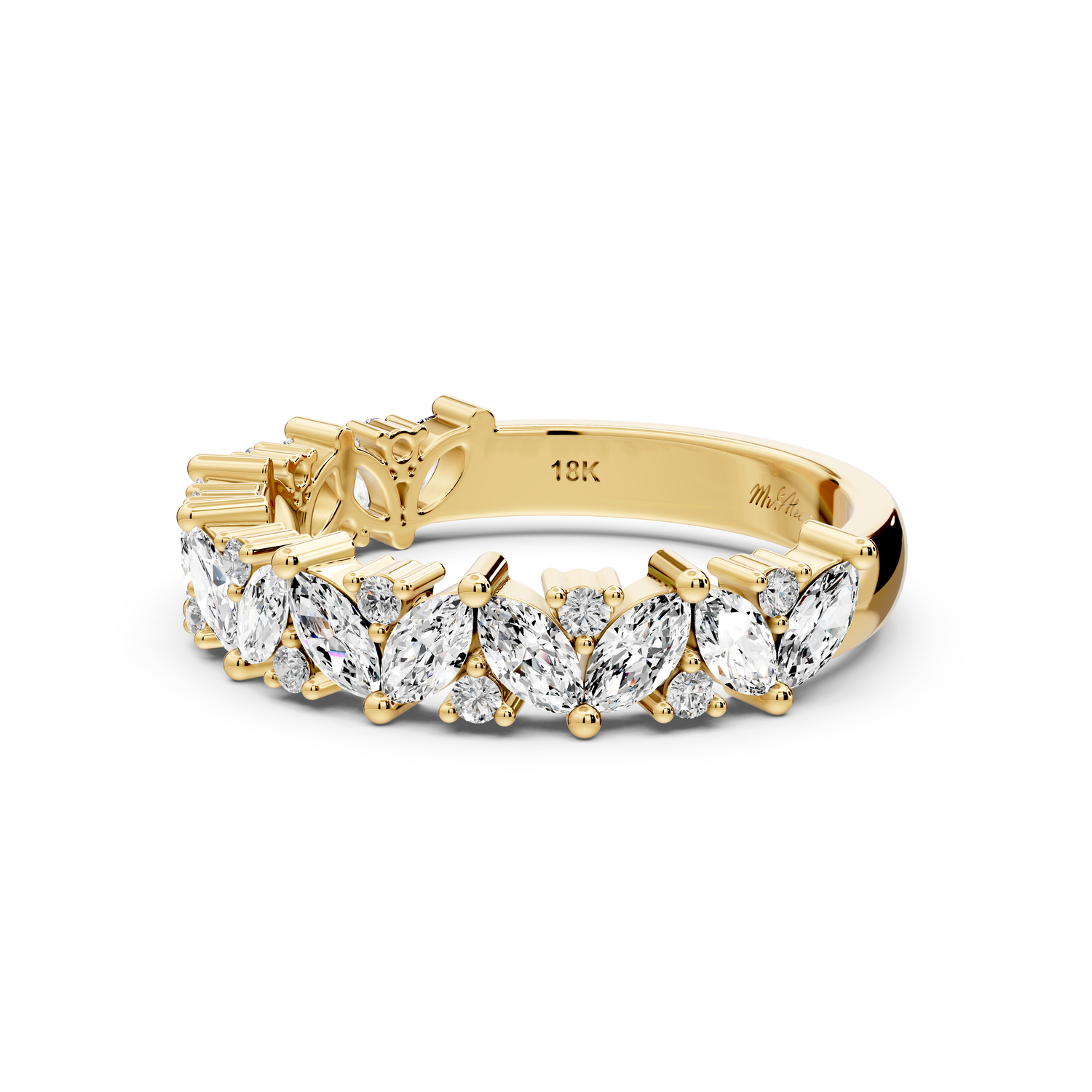 Lucia - 0.84ct 14k yellow gold Marquise Cluster Diamond Eternity Band Ring