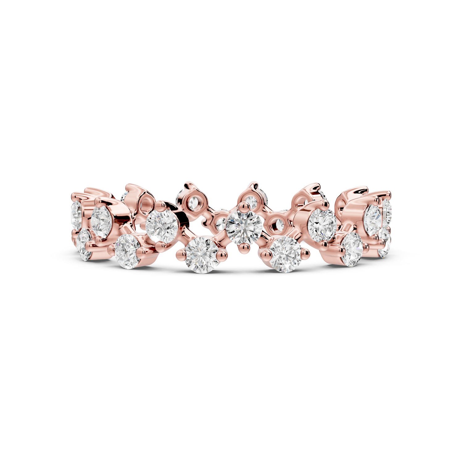 Lyrina - 0.78ct 14k rose gold Diamond Cluster Eternity Band Ring
