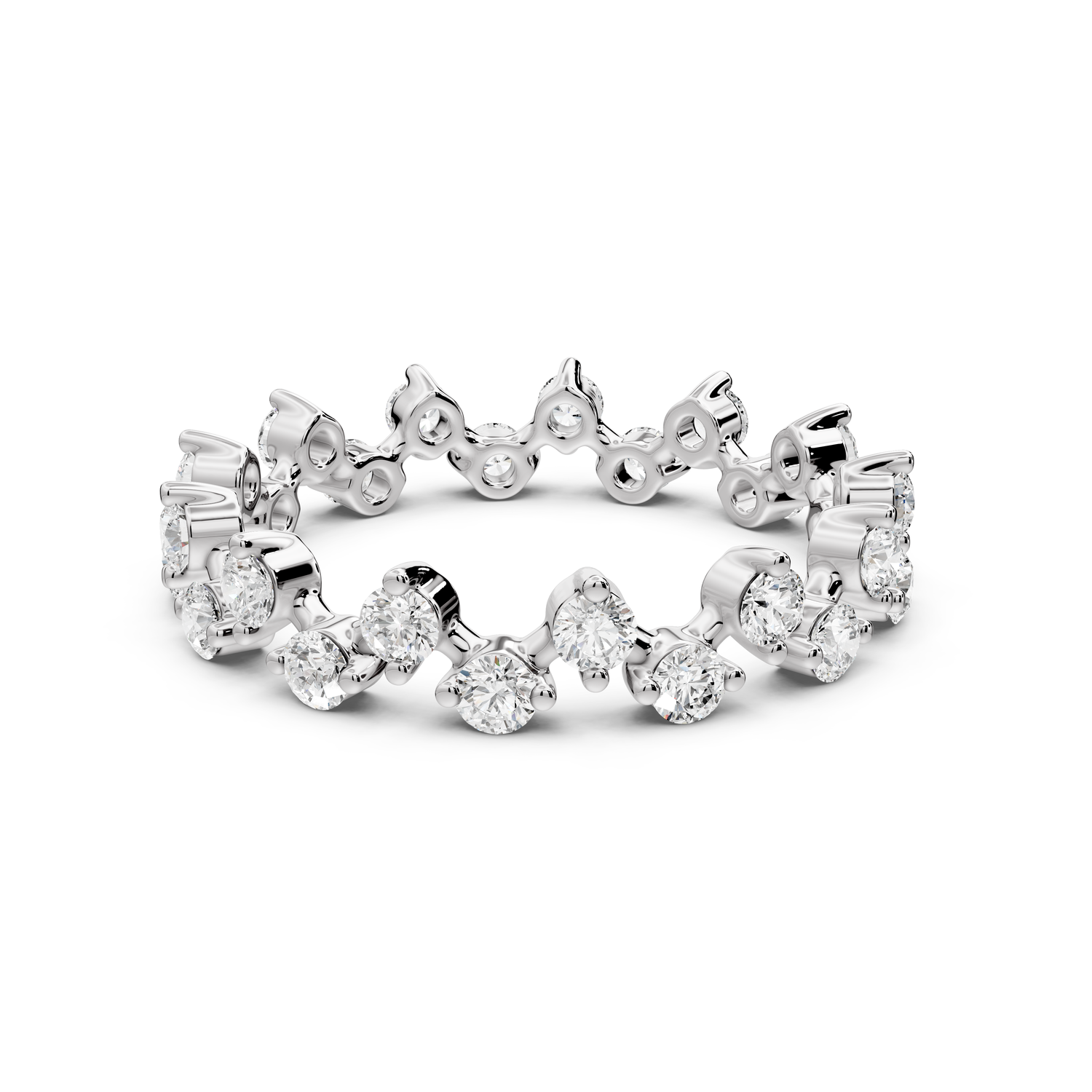 Lyrina - 0.78ct 14k white gold Diamond Cluster Eternity Band Ring
