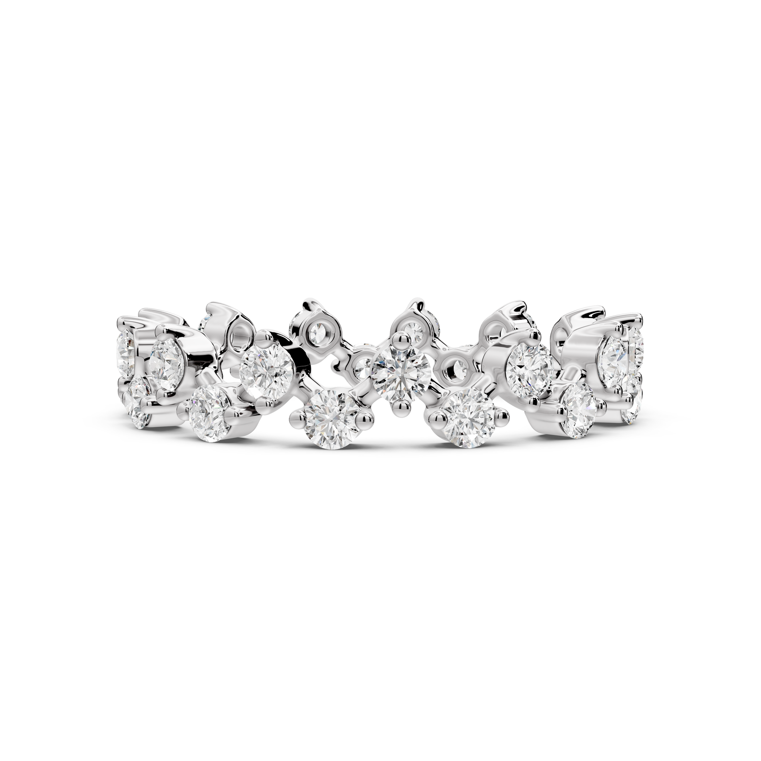 Lyrina - 0.78ct 18k white gold Diamond Cluster Eternity Band Ring