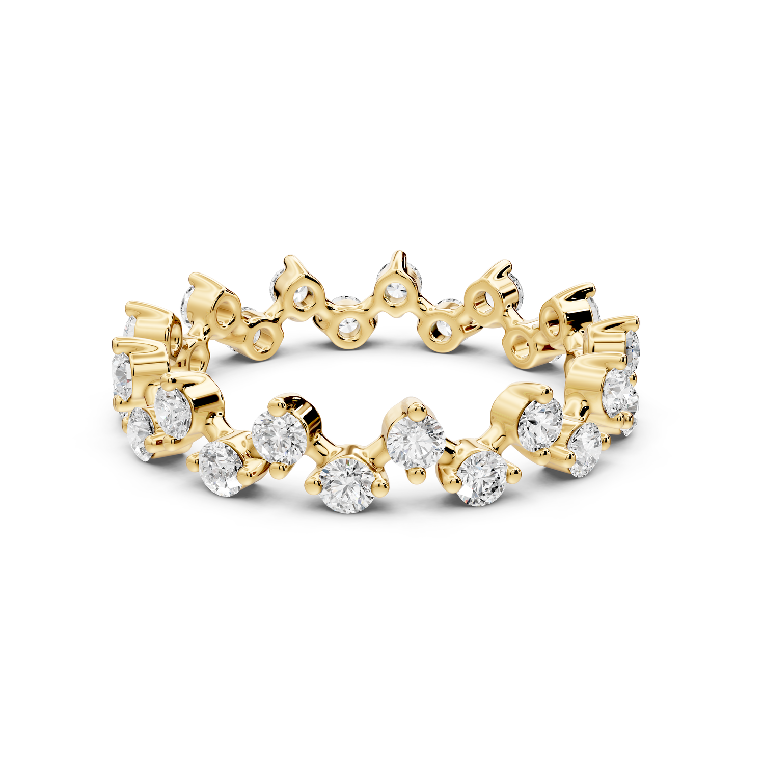 Lyrina - 0.78ct 14k yellow gold Diamond Cluster Eternity Band Ring