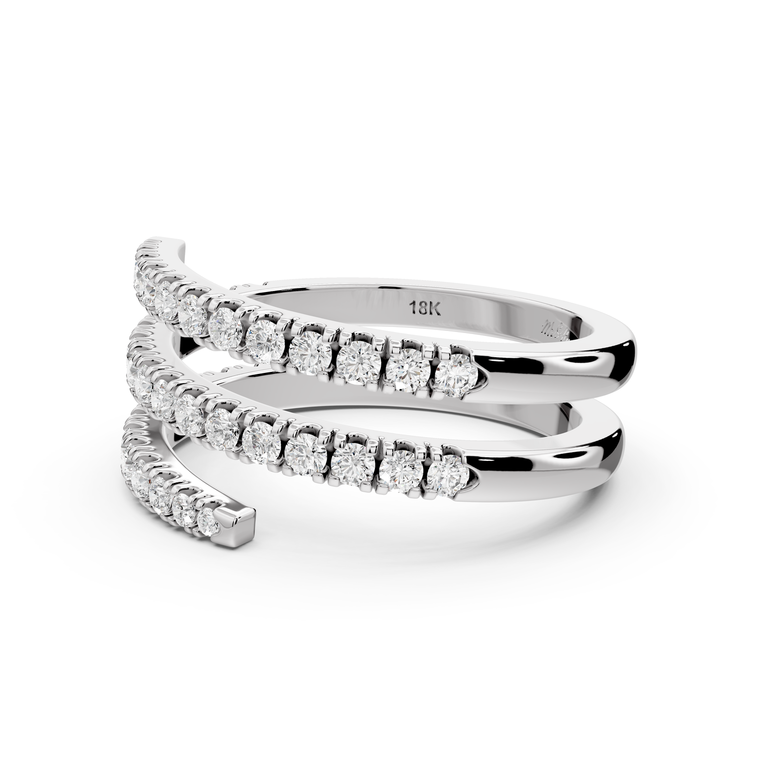 Giselle - 0.59ct 14k white gold Diamond Pavé Triple-Row Wrap Ring