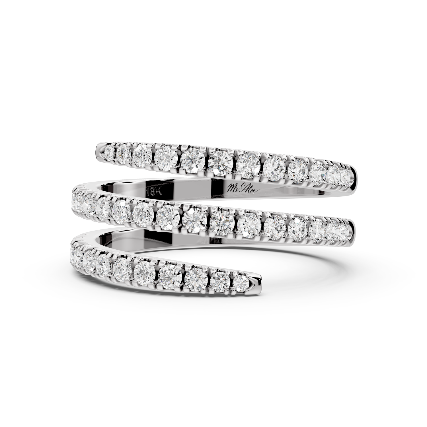 Giselle - 0.59ct 14k white gold Diamond Pavé Triple-Row Wrap Ring