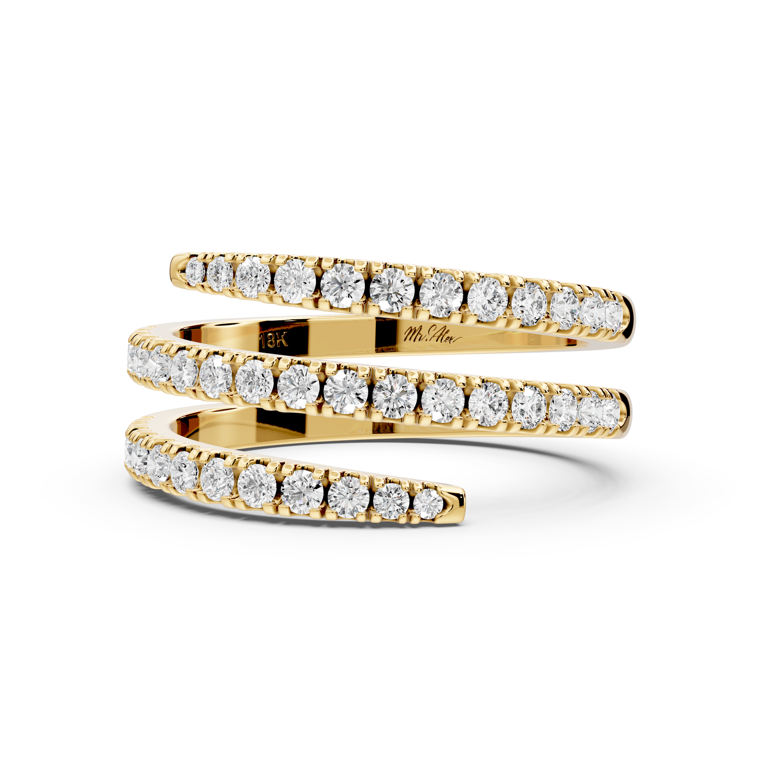 Giselle - 0.59ct 18k yellow gold Diamond Pavé Triple-Row Wrap Ring