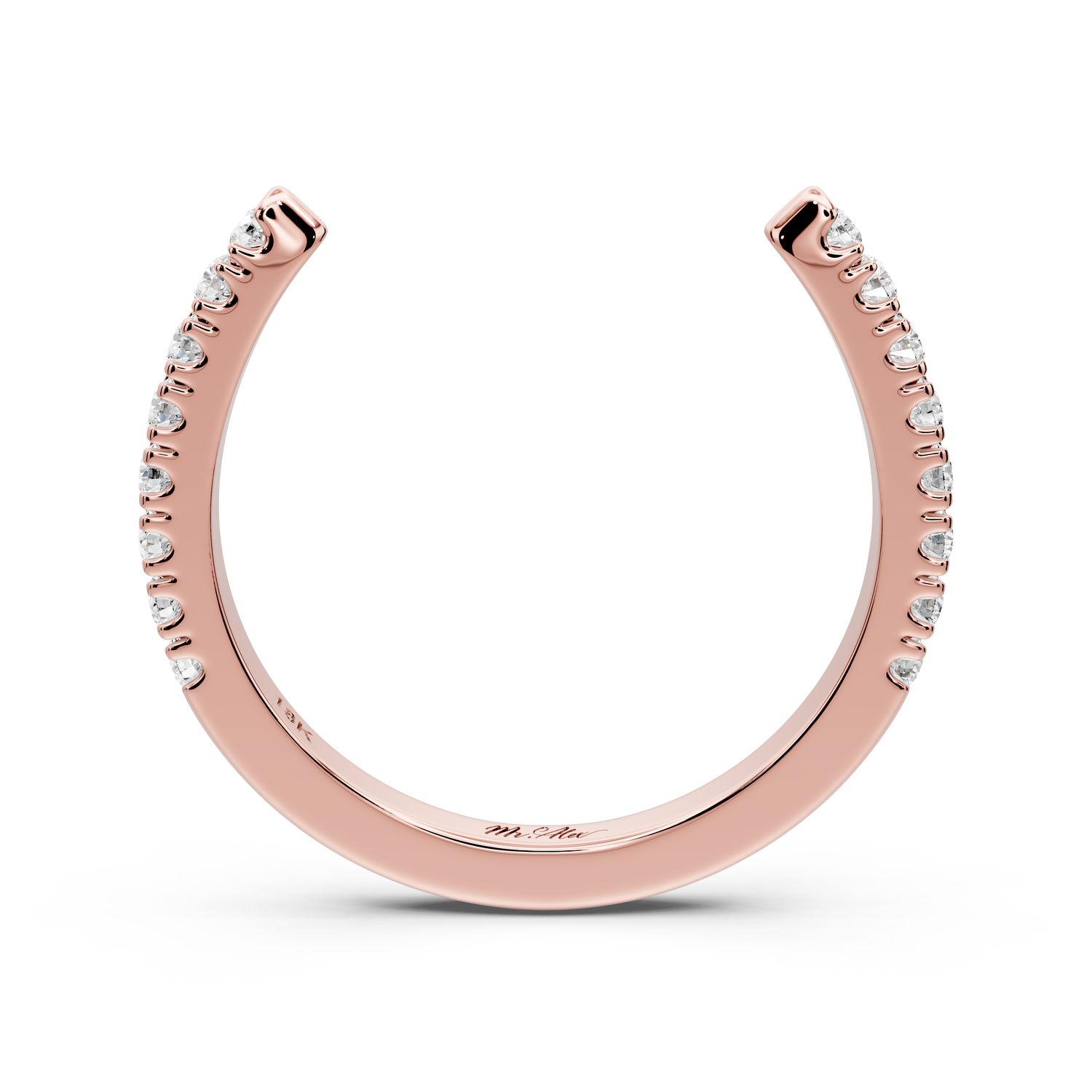 Zara - 0.24ct 18k rose gold Diamond Pavé Open Cuff Ring