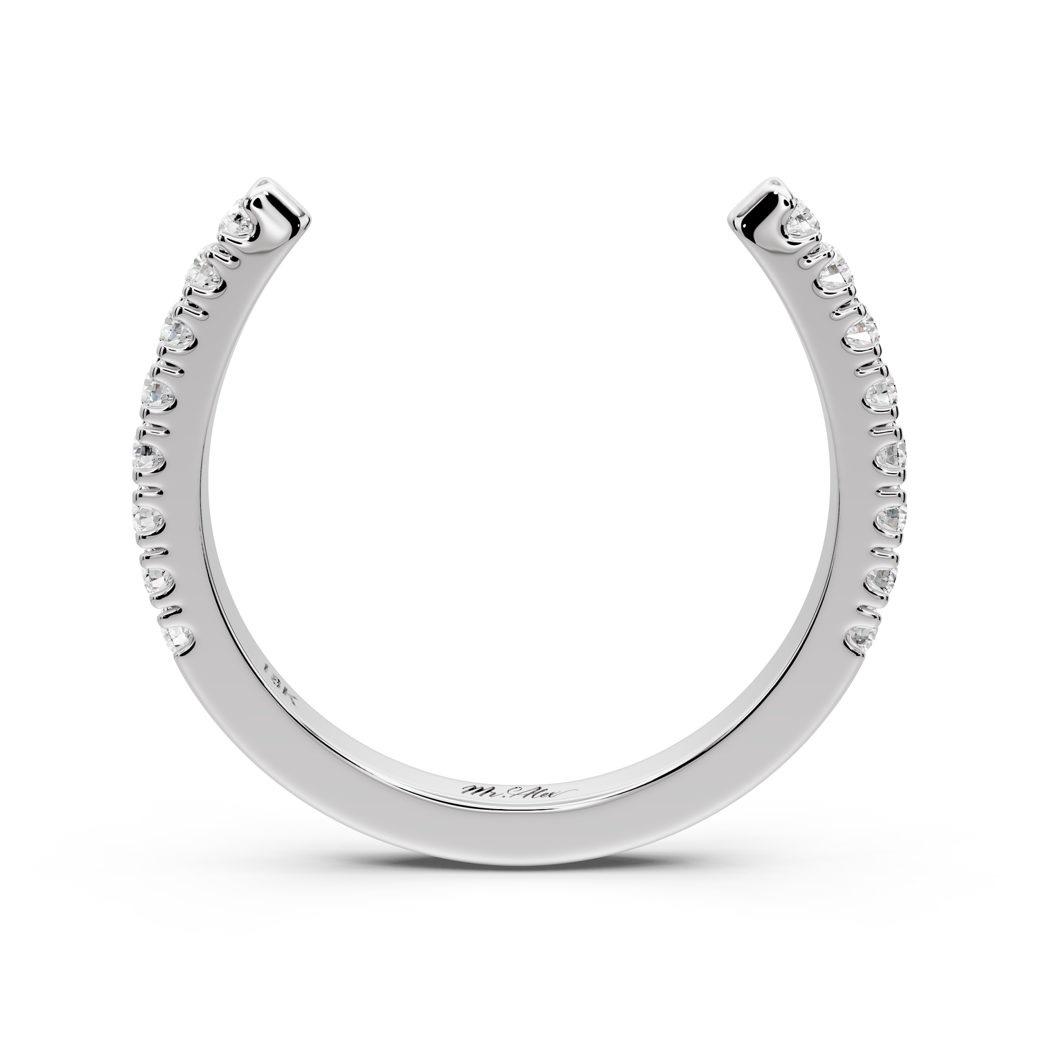 Zara - 0.24ct 14k white gold Diamond Pavé Open Cuff Ring