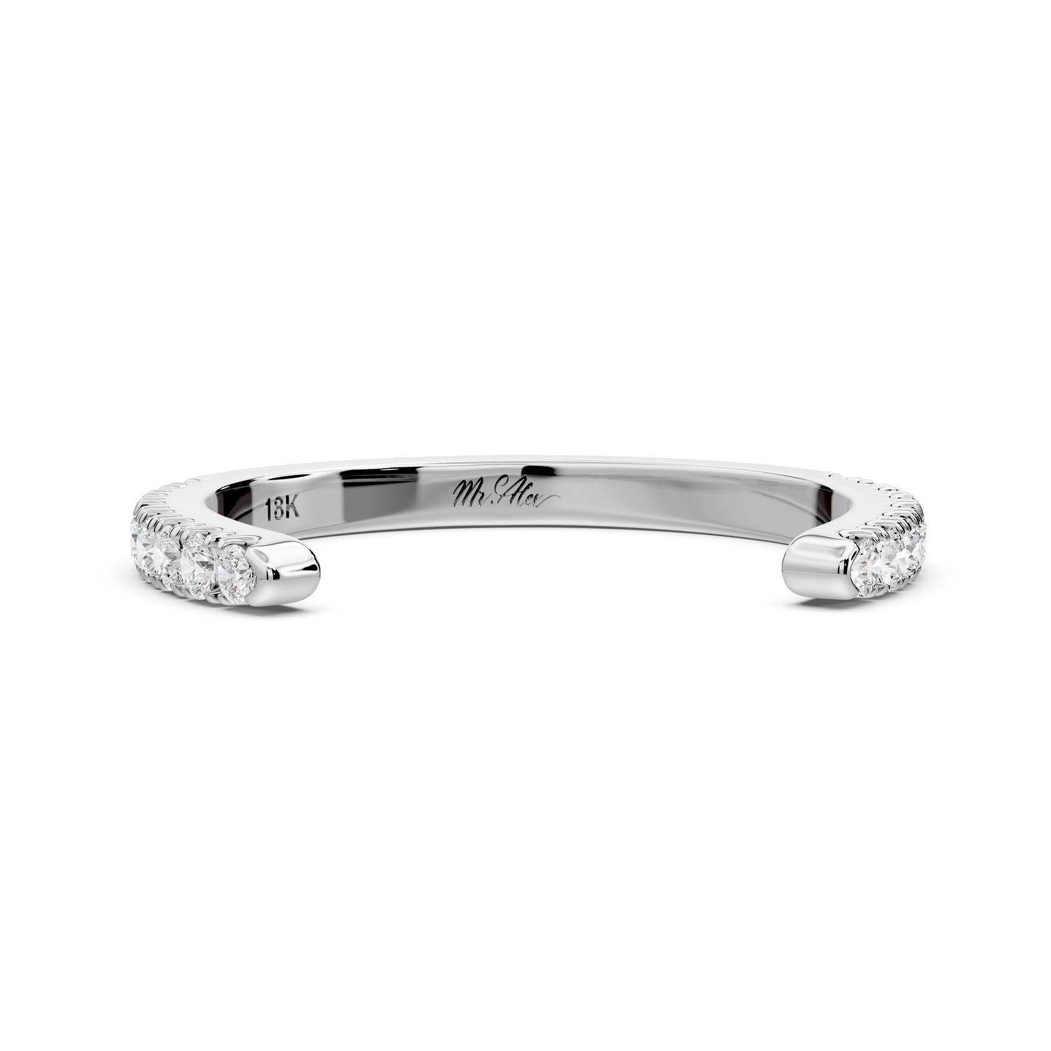 Zara - 0.24ct 14k white gold Diamond Pavé Open Cuff Ring