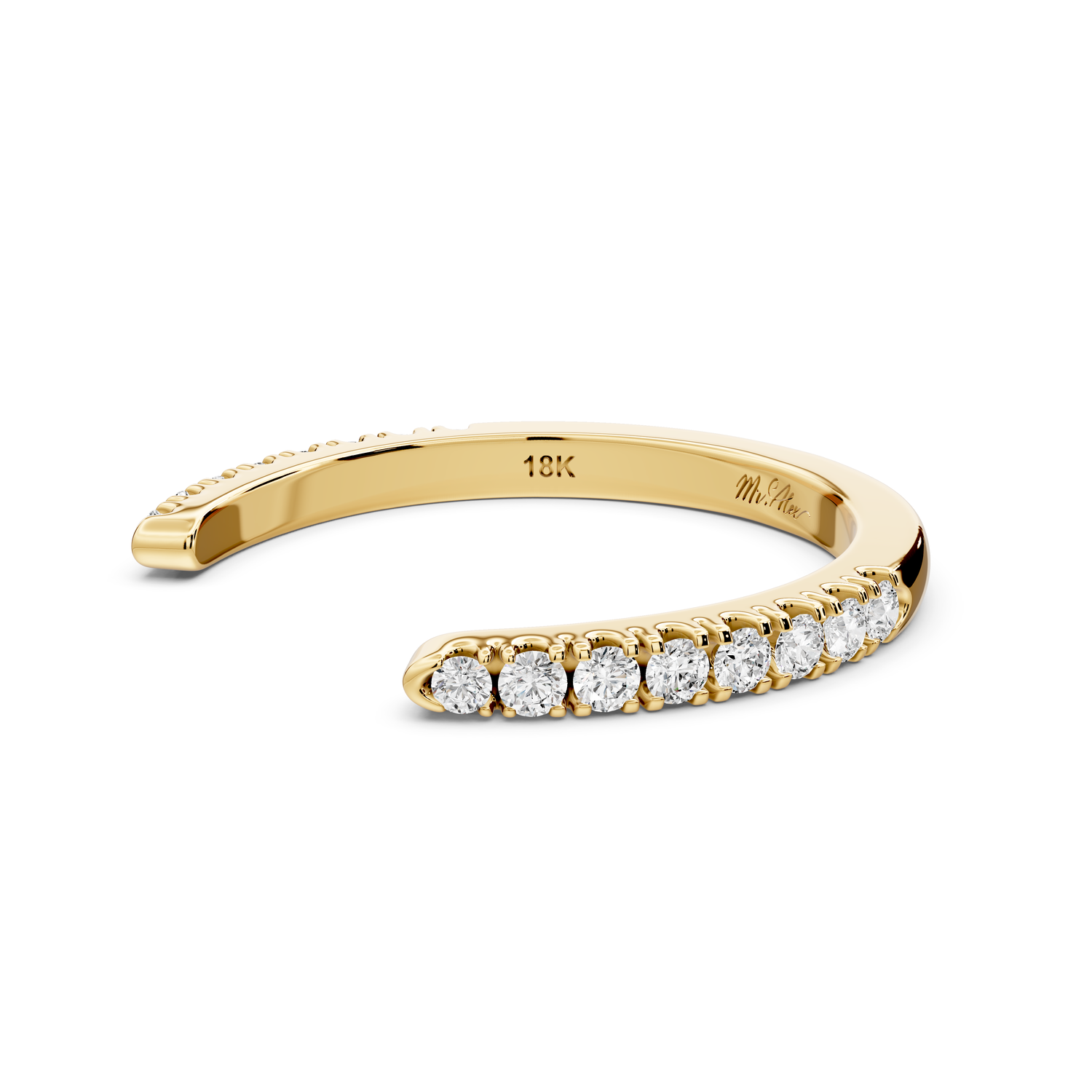 Zara - 0.24ct 14k yellow gold Diamond Pavé Open Cuff Ring