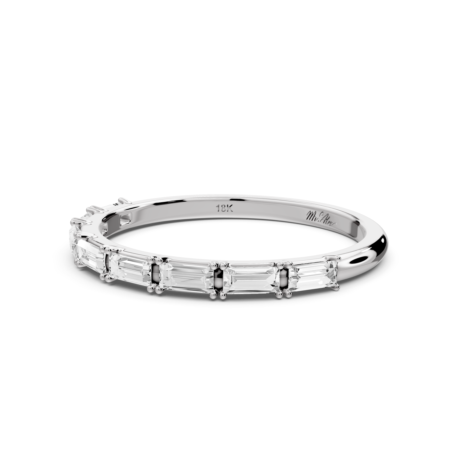Lorian - 0.37ct 18k white gold Baguette Diamond Eternity Band Ring