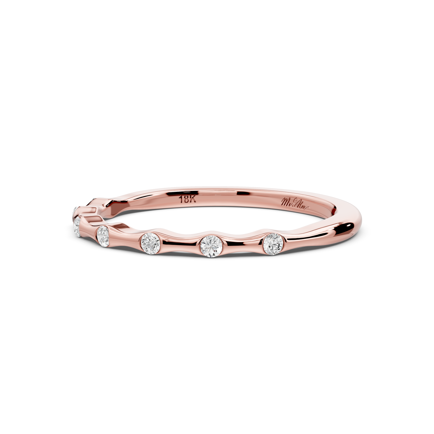 Kiara - 0.07ct 18k rose gold Bezel-Set Diamond Station Ring