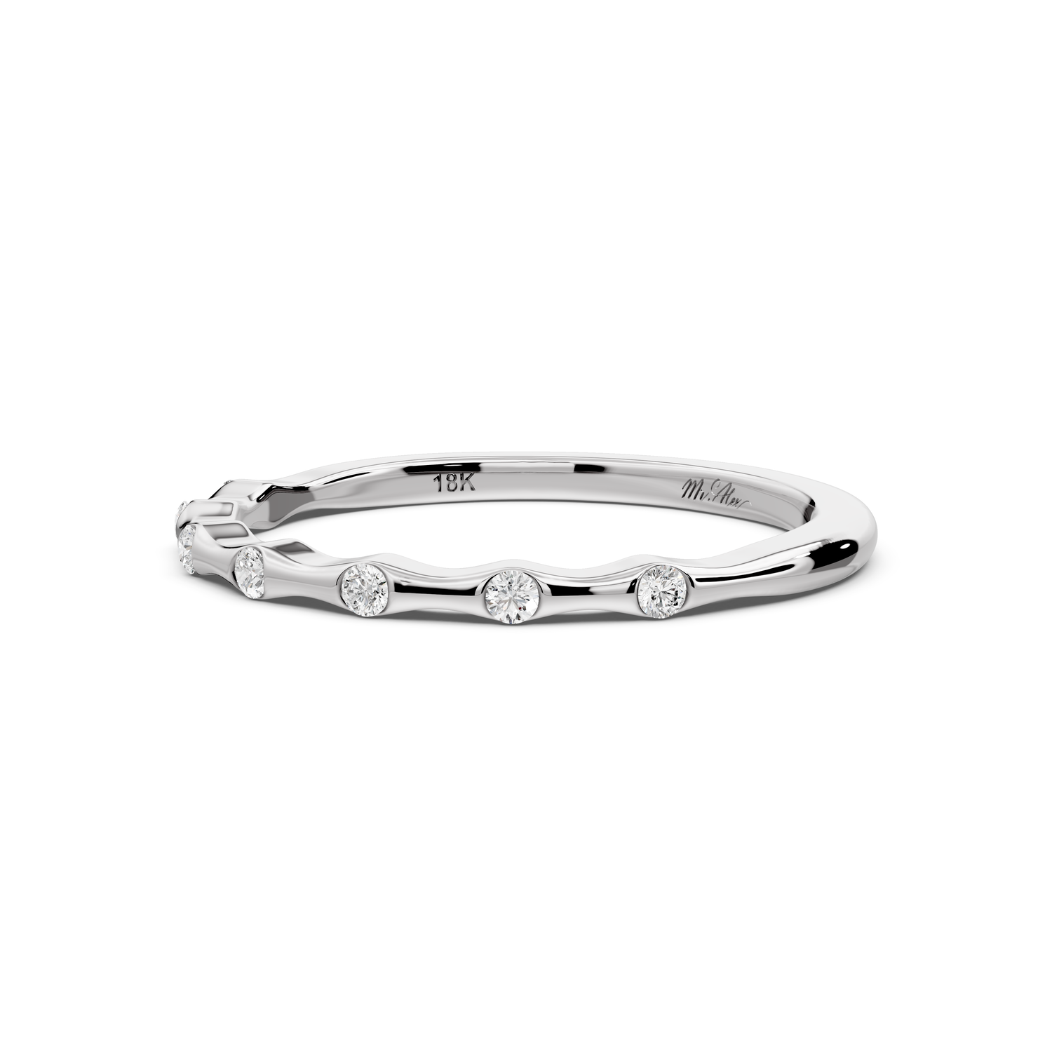 Kiara - 0.07ct 14k white gold Bezel-Set Diamond Station Ring