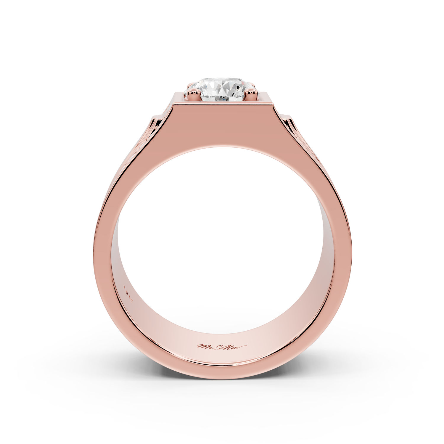 Jaden - 0.88ct 14k rose gold Solitaire Diamond Wedding Band Ring